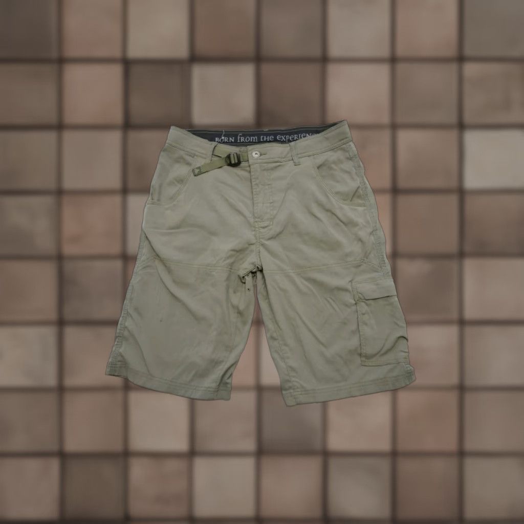 Prana Men's Cargo Shorts Sz 34 Green Nylon Elastane Hiking Camping