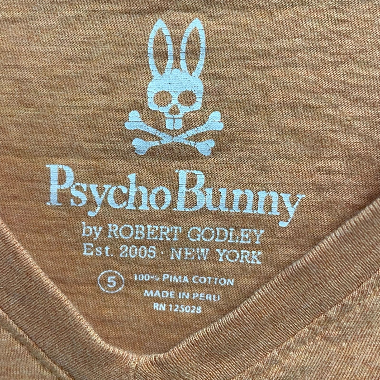 Psycho Bunny Psycho Bunny Orange V-Neck Mens Tee Pima Cotton Medium 5 Size US M / EU 48-50 / 2 - 3 Thumbnail