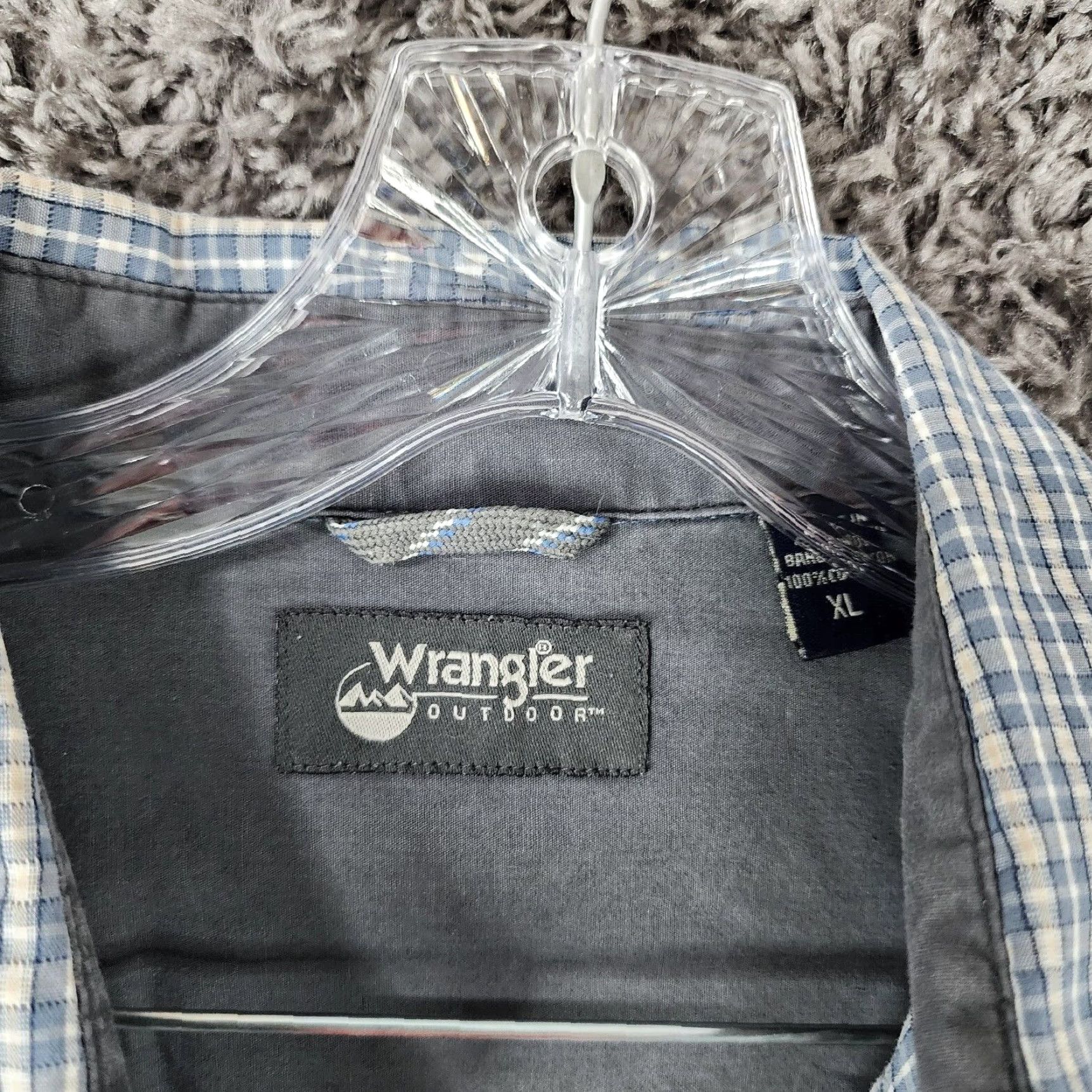 Wrangler Wrangler Outdoor Mens Blue Plaid Short Sleeve Button-Up XL Size Size US 36 / EU 52 - 5 Thumbnail