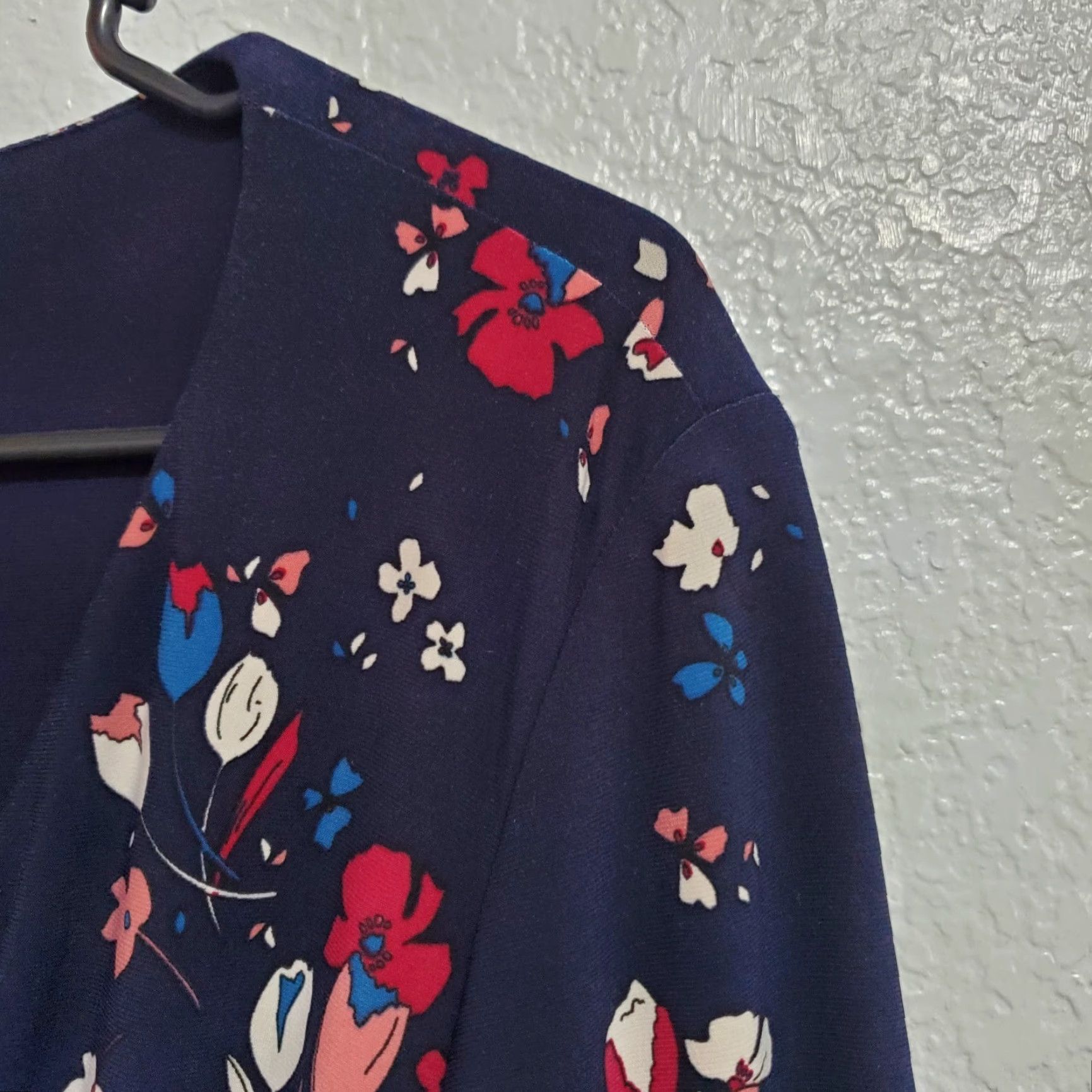 Ralph Lauren Lauren Ralph Lauren Dress Women 8 Navy Blue Floral Midi Faux Wrap 3/4 Sleeve Tie Size M / US 6-8 / IT 42-44 - 7 Thumbnail