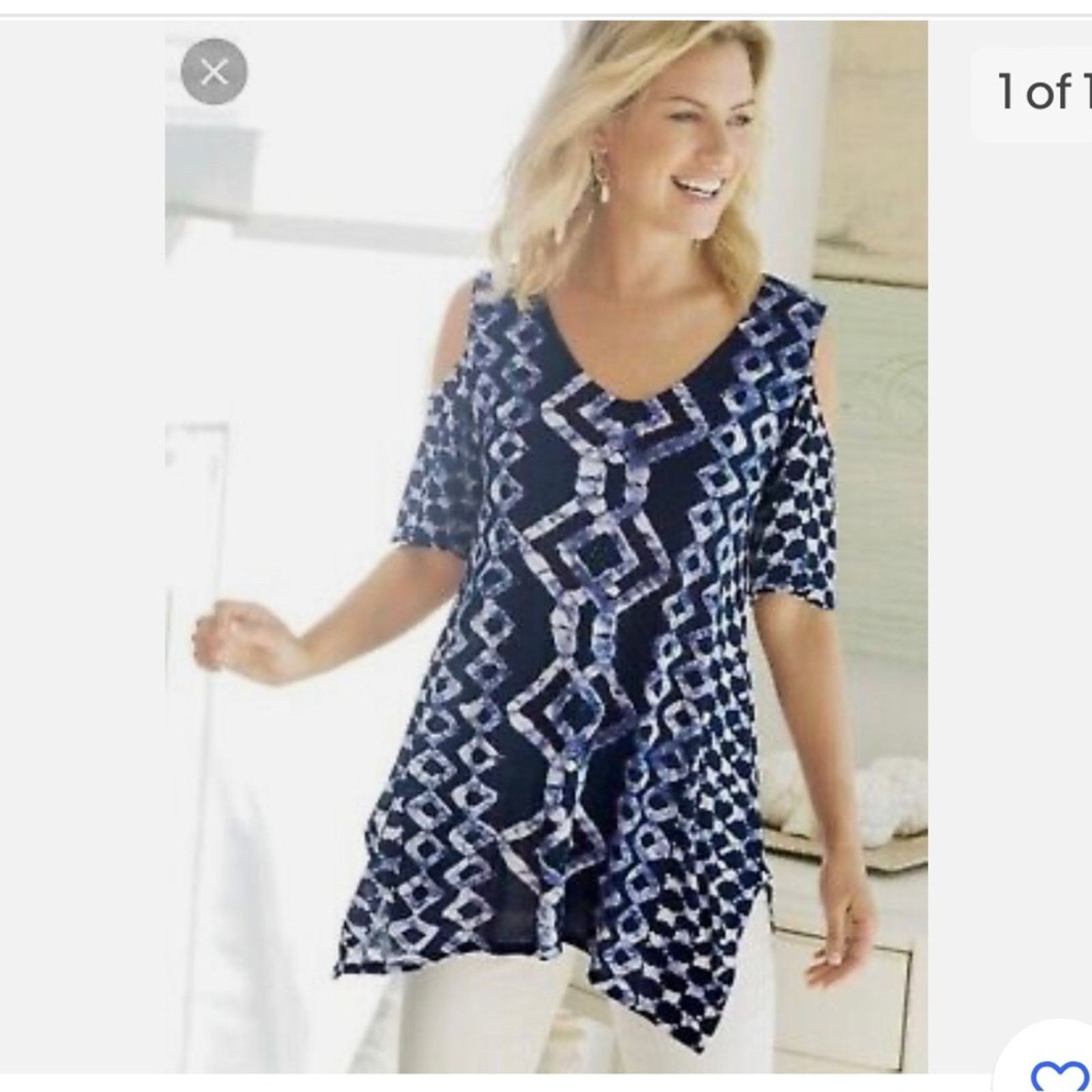Soft Surroundings Soft Surroundings Talia Top Tunic Ikat Print Beaded Geo sz M Size M / US 6-8 / IT 42-44 - 9 Thumbnail