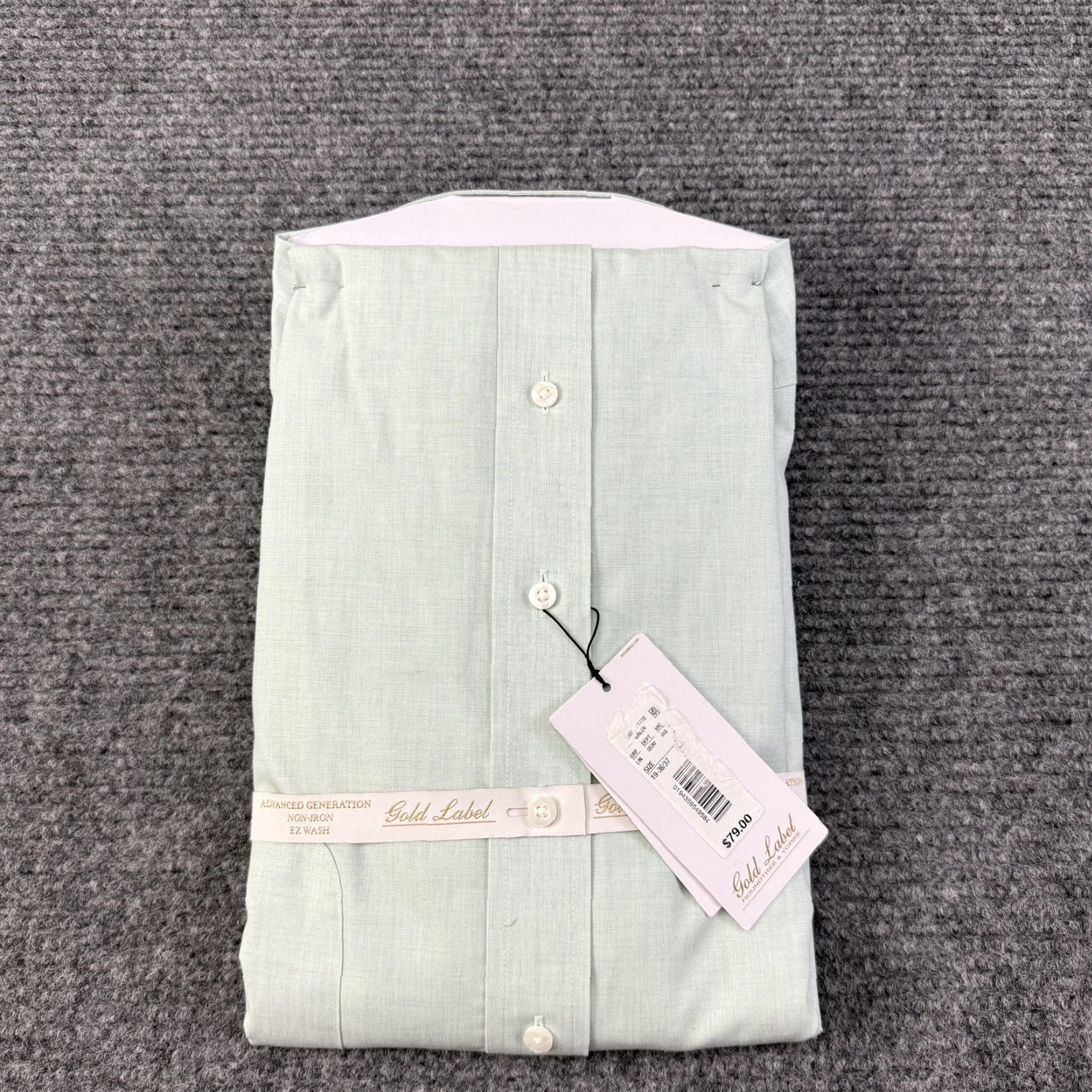 Roundtree & Yorke Gold Label Shirt Mens 19 36/37 Big Green Non Iron Long  Sleeve