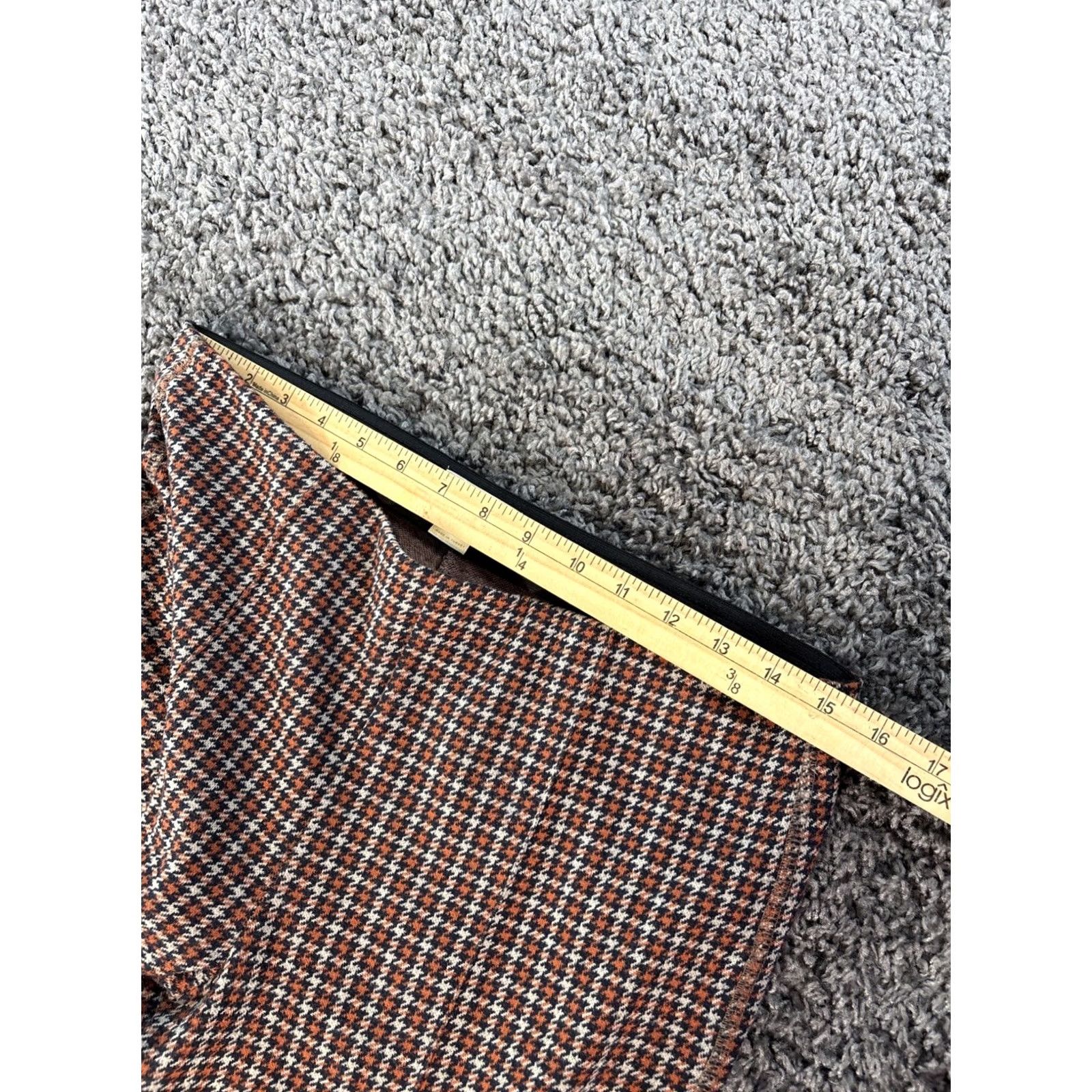 Vintage Maeve Pants Cropped Flared Houndstooth Orange Cotton Blend Flat Front Women M"} Size 32" / US 10 / IT 46 - 4 Thumbnail
