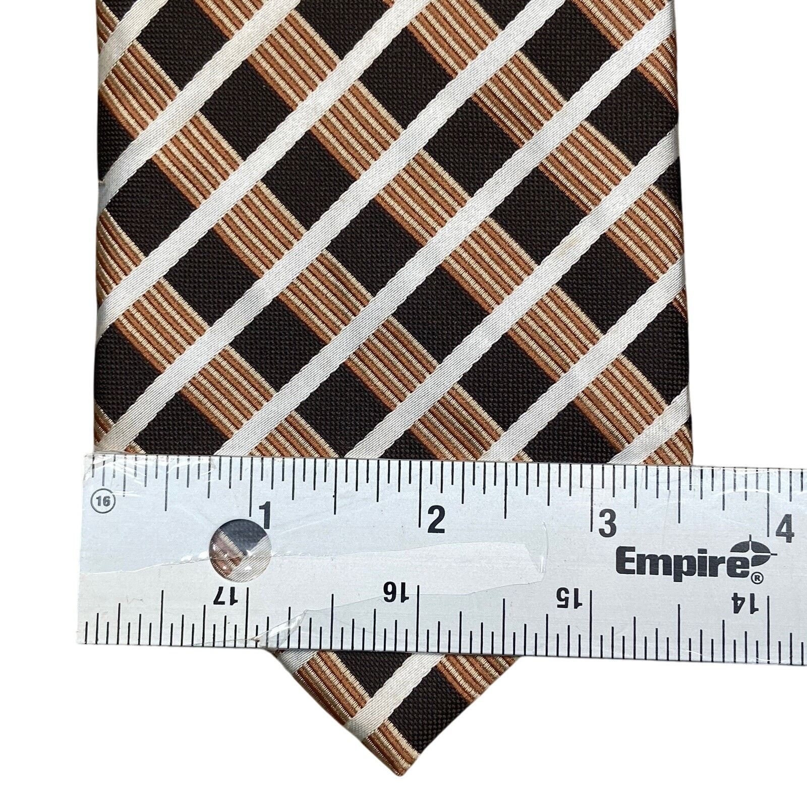 Covington Covington Mens Necktie Black Brown White Striped 60x3.5 Size ONE SIZE - 2 Thumbnail