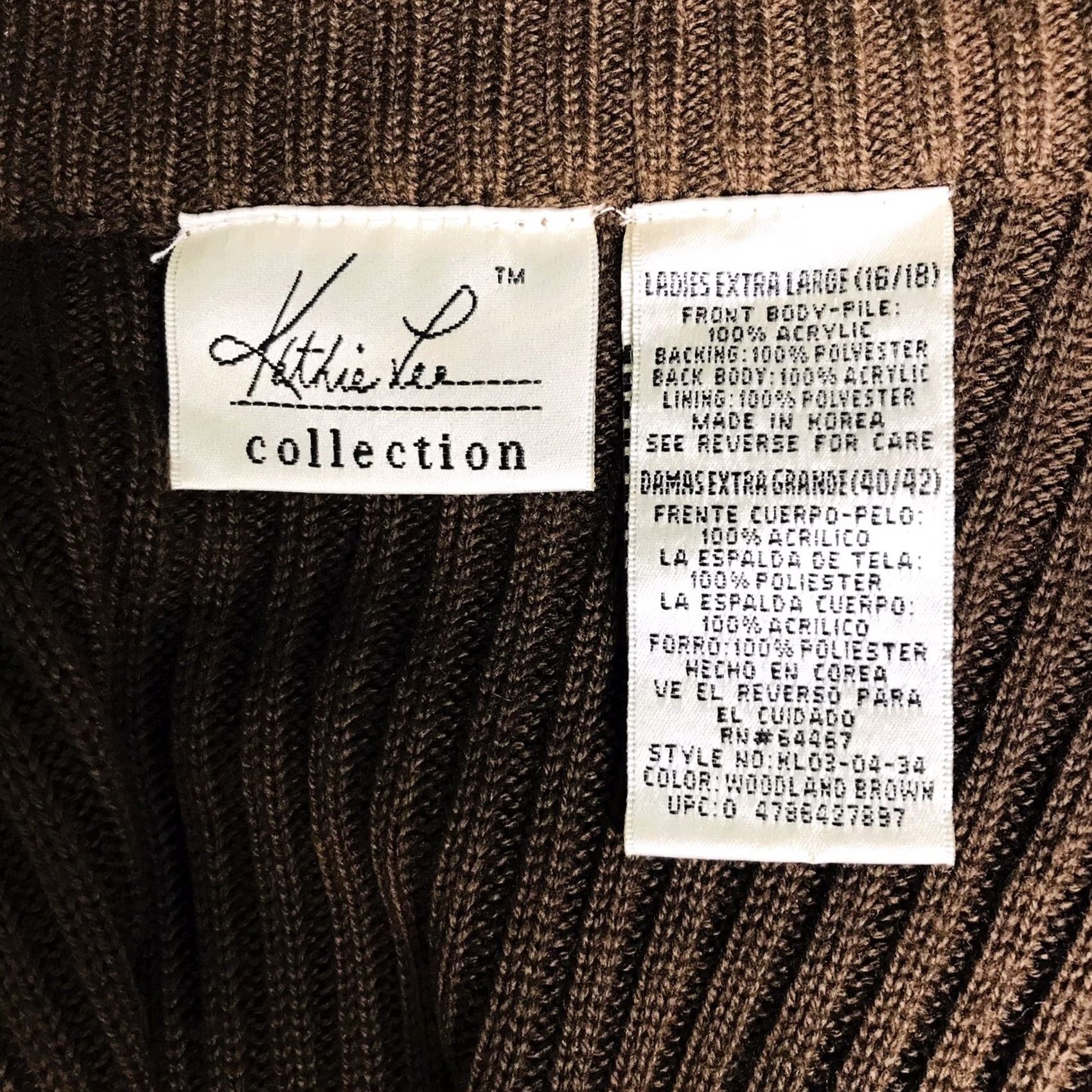 Lee VINTAGE Kathie Lee Women Fur Vest Knit Back Full Zip Brown XL Vest Womens Fur Knit Back Full Zip Brown XL Kathie Lee Size XL / US 12-14 / IT 48-50 - 3 Thumbnail
