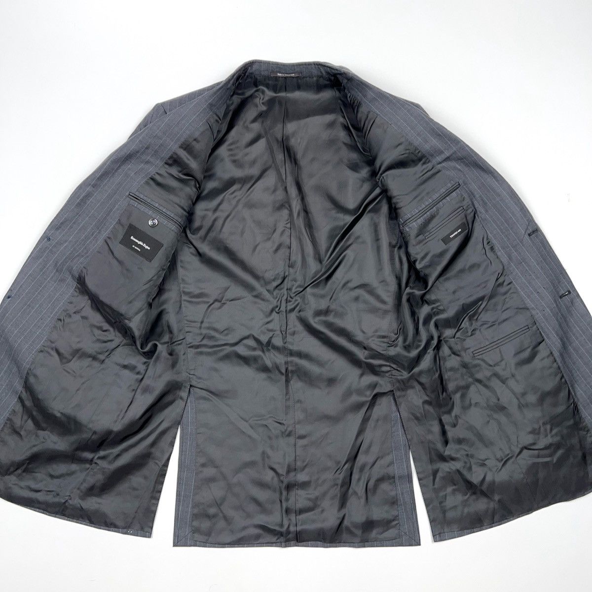Ermenegildo Zegna Ermenegildo Zegna Su Misura Stripped Suit Wool Silk Size 46L - 10 Thumbnail