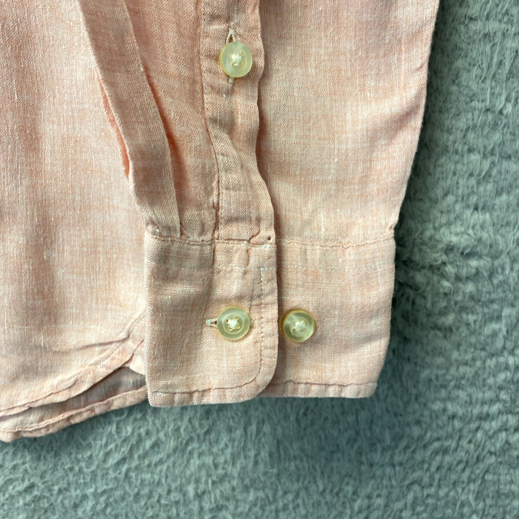 Orvis VINTAGE Orvis Men's Salmon Linen Shirt Long Sleeve Button-Down Casual Summer XL Size US XL / EU 56 / 4 - 7 Thumbnail