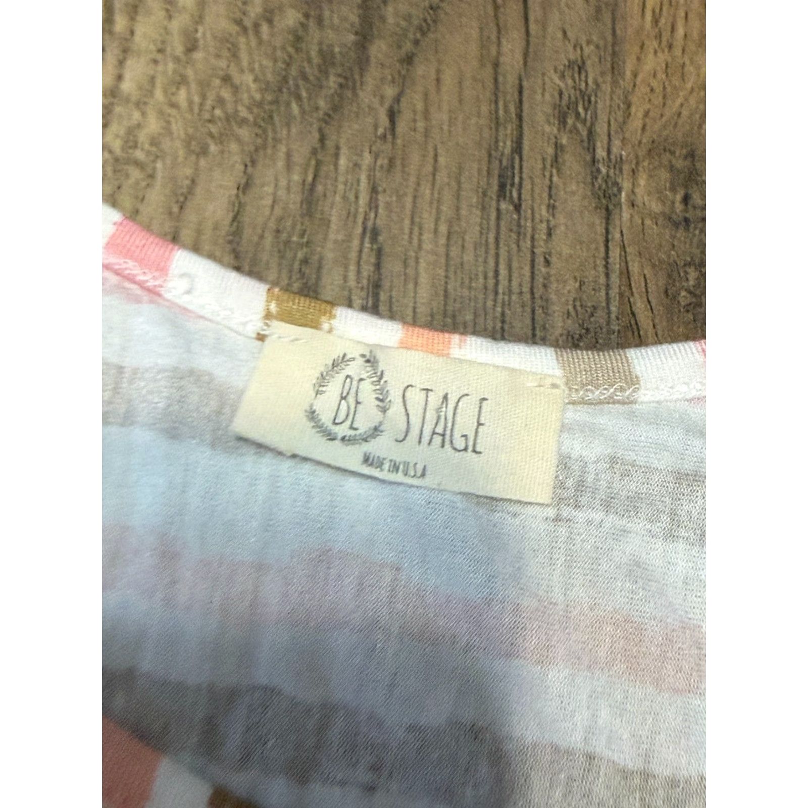 Vintage Be Stage Dress Women XL Peach Tan Short Sleeve Lightweight Sundress Size 40" / US 18 - 5 Thumbnail