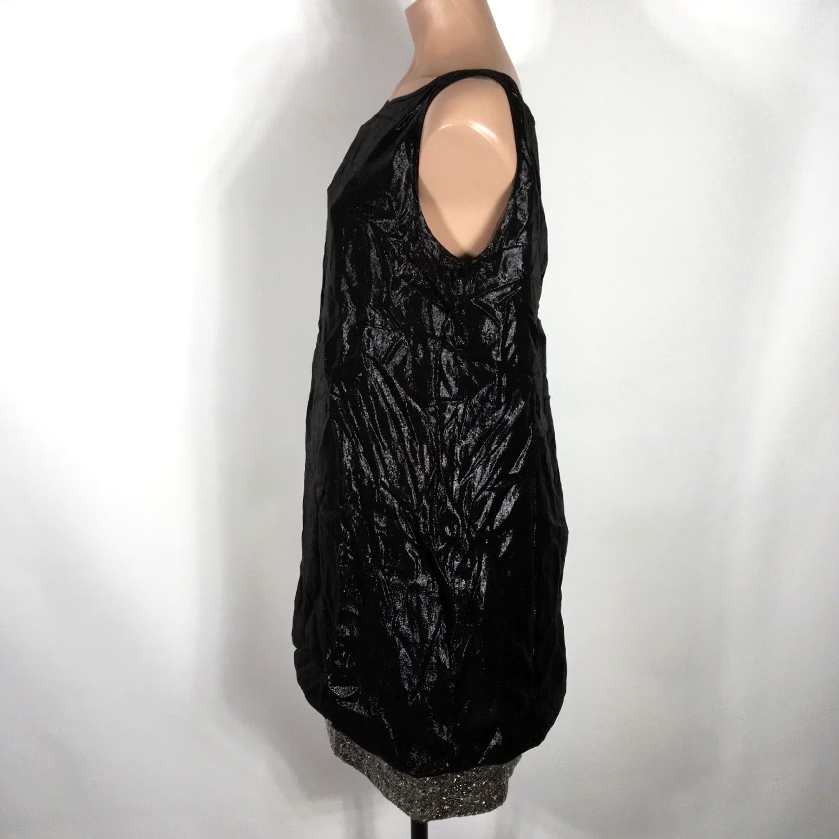 Badgley Mischka VINTAGE Badgley Mischka Wet Look Shiny Bubble Dress Black Silver VTG y2k Club Party Dress 10 Mens Women Girls Boys Size L / US 10 / IT 46 - 7 Thumbnail