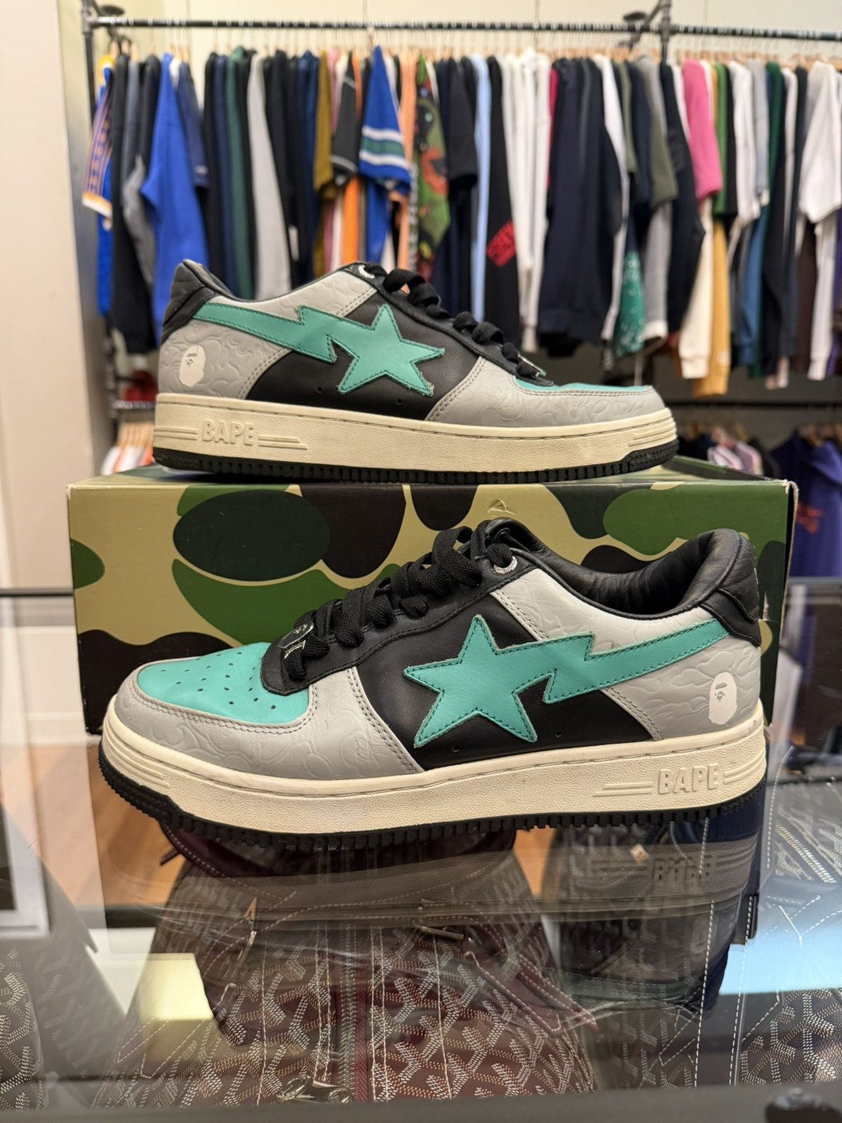 Bape Bathing Ape Bape Sta Low Grey Green' Size US 9 / EU 42 - 1 Thumbnail