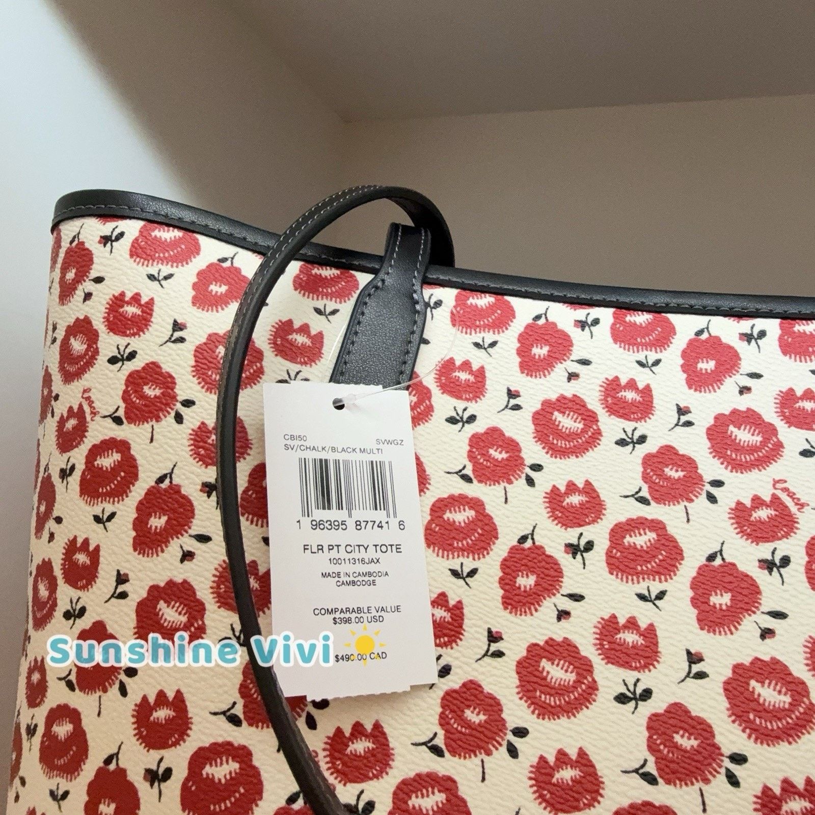 Coach NWT COACH City Tote Bag Floral Silver/Chalk/Black CBI50 Size ONE SIZE - 2 Thumbnail