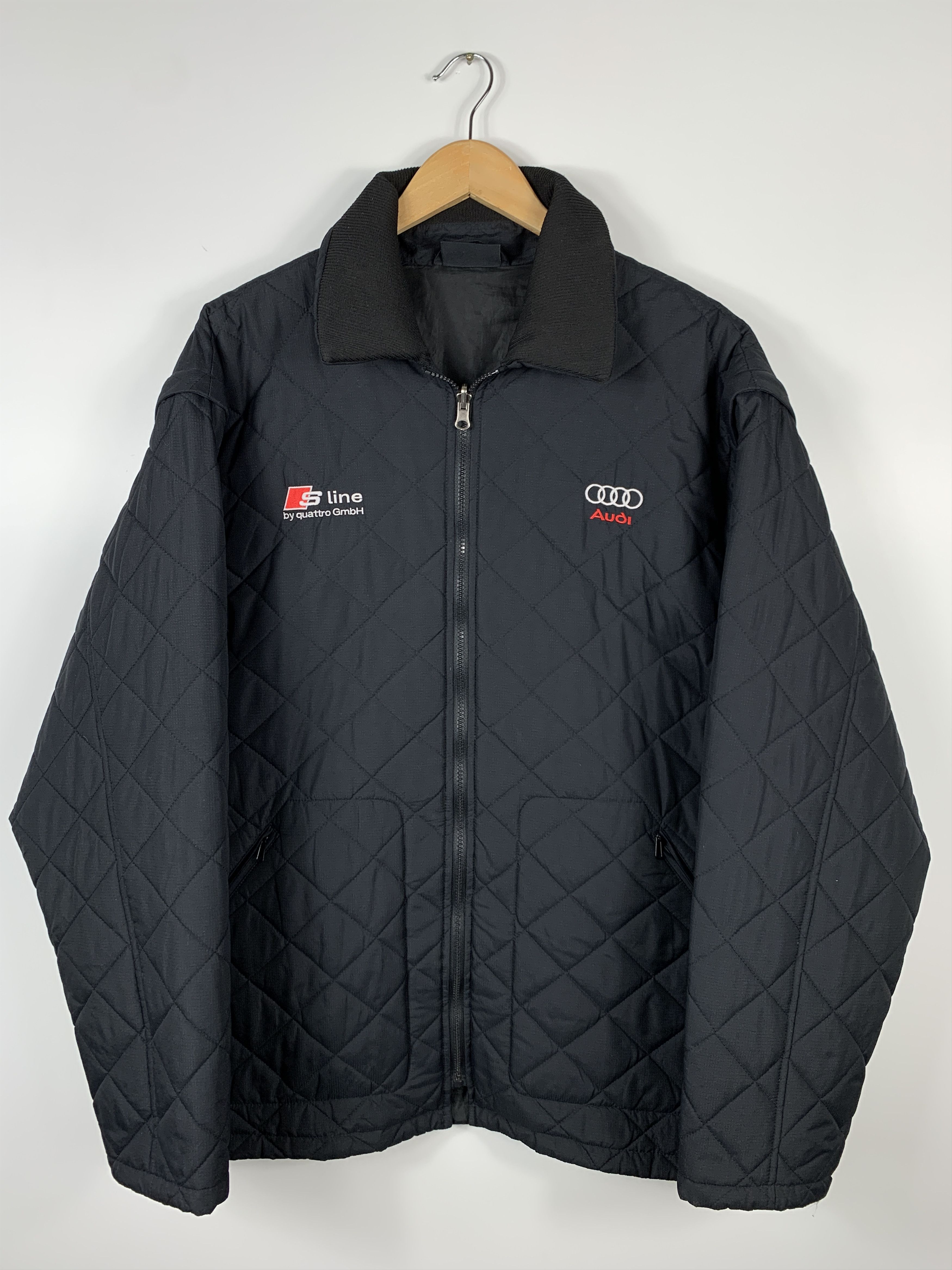 image of Vintage 90's Audi S Line Quattro Racing Quilted Vest Jacket in Black, Men's (Size XL)