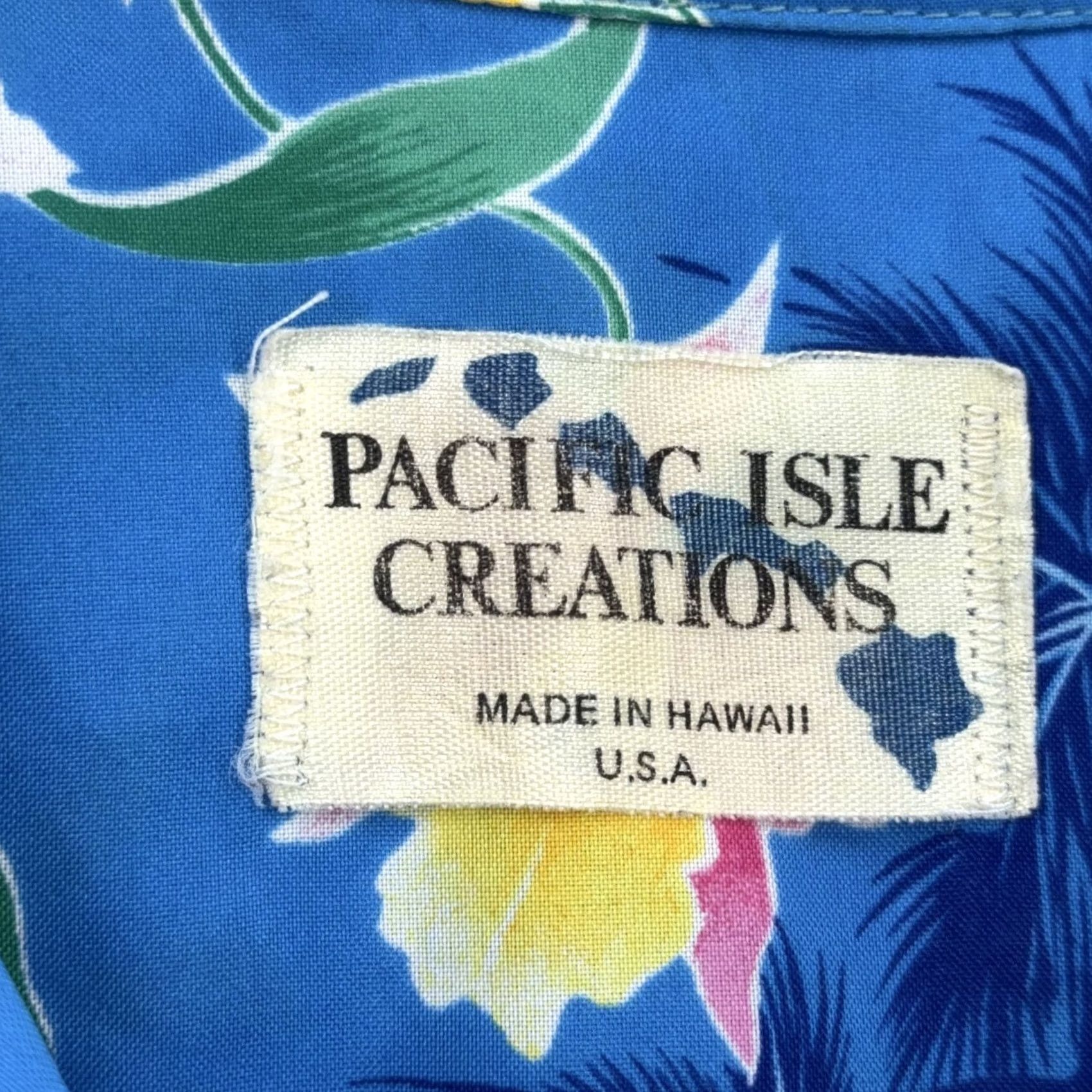 Vintage Pacific Isle Creations Hawaiian Shirt Mens L Floral Aloha Made Hawaii USA Blue Short Sleeve Button-Up Size US L / EU 52-54 / 3 - 5 Thumbnail