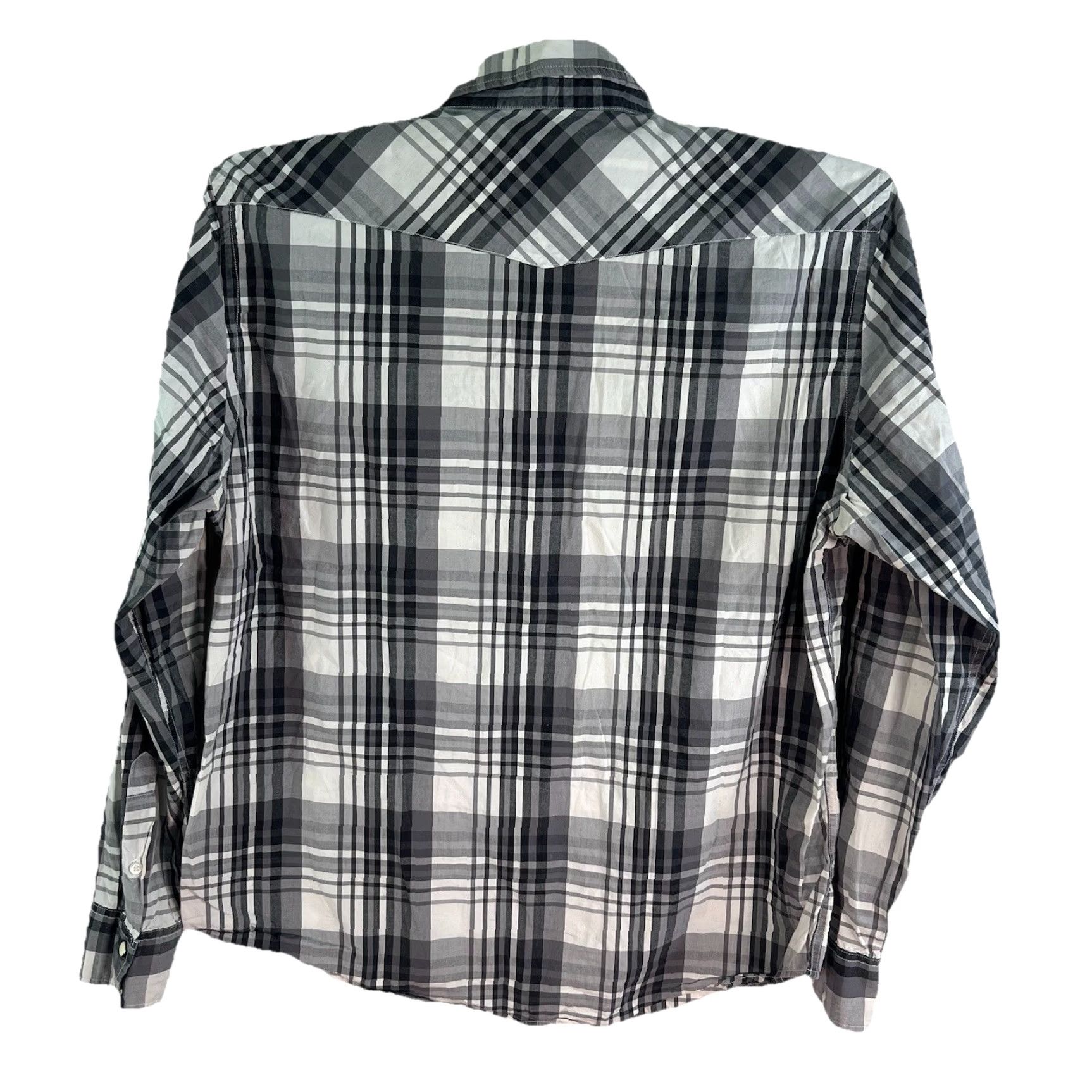 American Eagle Outfitters VINTAGE American Eagle Outfitters Western Pearl Snap Shirt Men’s L Gray Long Sleeve 90s Casual Plaid Mens Size US L / EU 52-54 / 3 - 2 Thumbnail