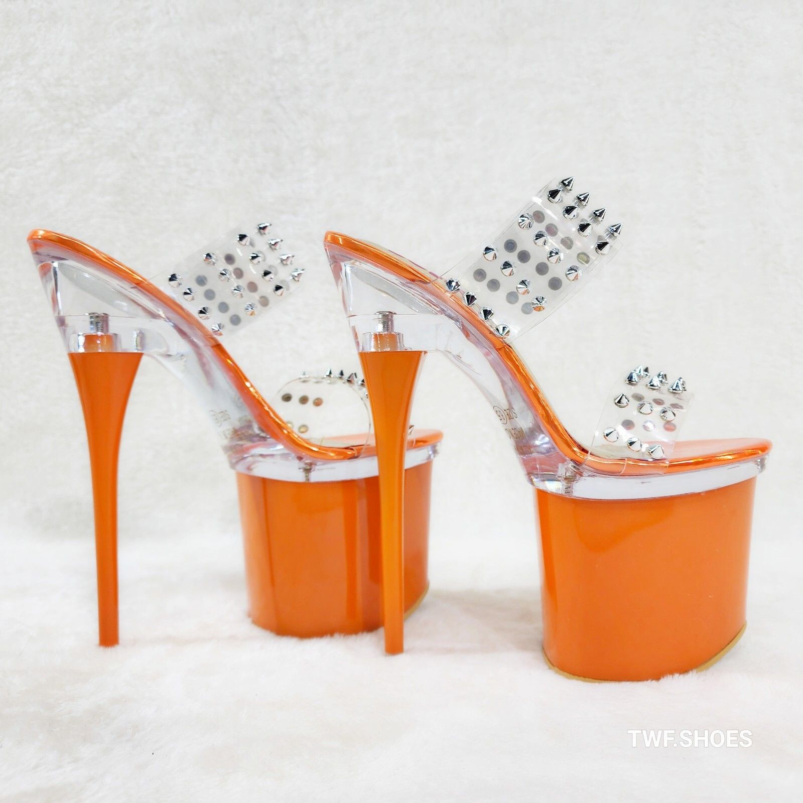 Other Bulls Sleek Slim 8" Towering Platform Heels Orange Double Cl Size US 6.5 / IT 36.5 - 3 Thumbnail