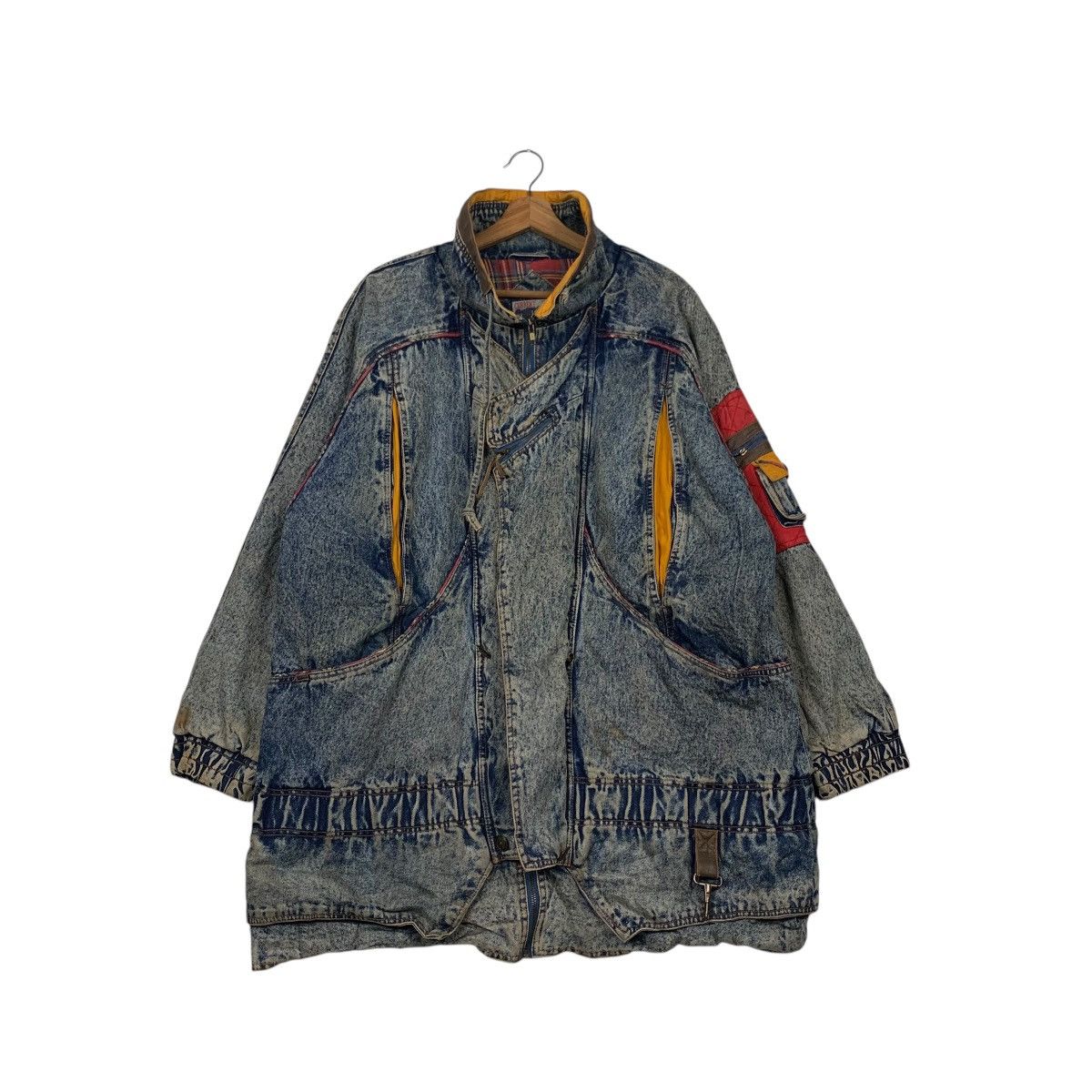 Vintage CURRENT SEEN Tartan Lined Stone Wash Denim Jacket #2175-C96 Size US XXL / EU 58 / 5 - 3 Thumbnail