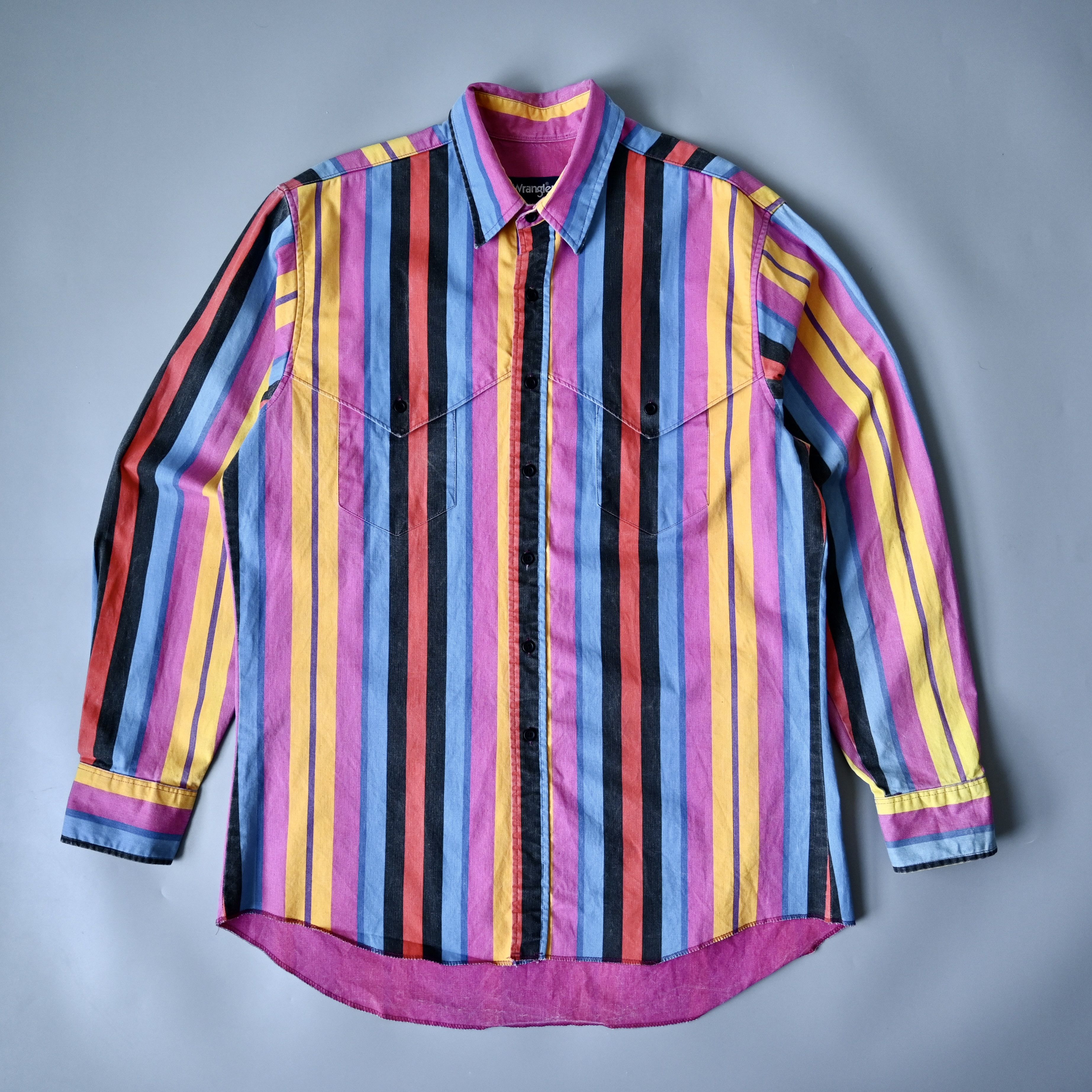 VTG 1990s Wrangler Brushpopper cape shirt multi/pink 16.5