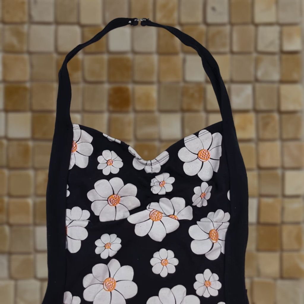 Sunflower VINTAGE Krystal K International Sunflower Halter One Piece Bikini Women M Black Floral 80s Beach Retro Hippie Flower Top Size M / US 6-8 / IT 42-44 - 1 Thumbnail