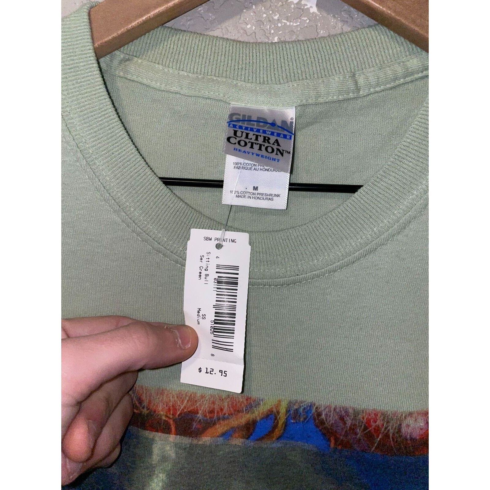 Gildan Vintage Sitting Bull Shirt Native American Bison Green Tee M Size US M / EU 48-50 / 2 - 8 Thumbnail