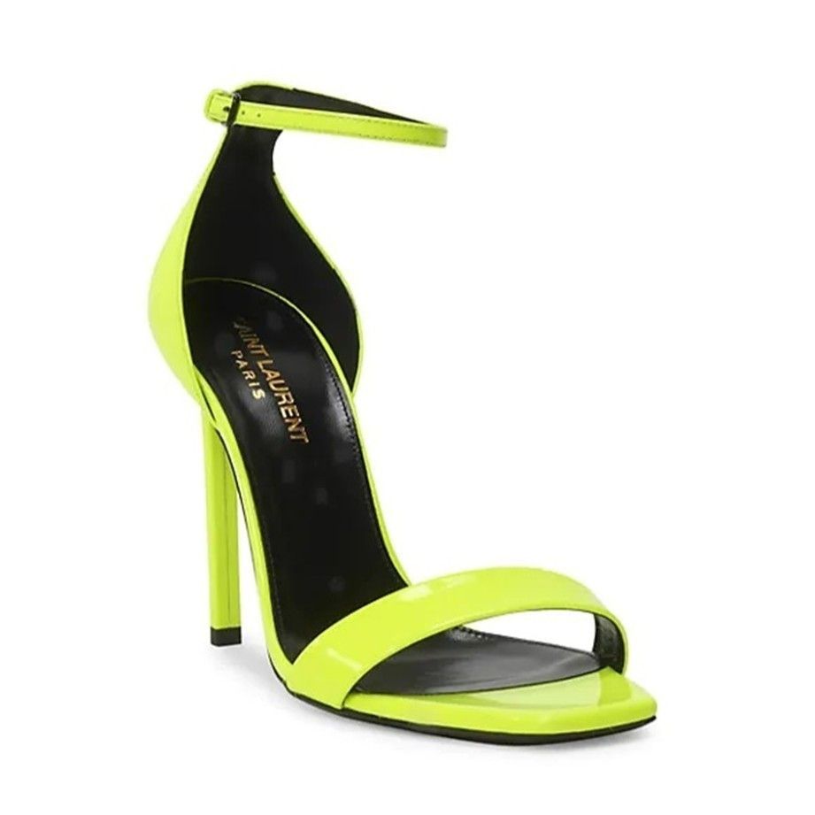 Saint Laurent Paris Amber Ankle-Strap Sandals in Neon Leather US 10 / EU 40 NEW Size US 10 / IT 40 - 1 Thumbnail