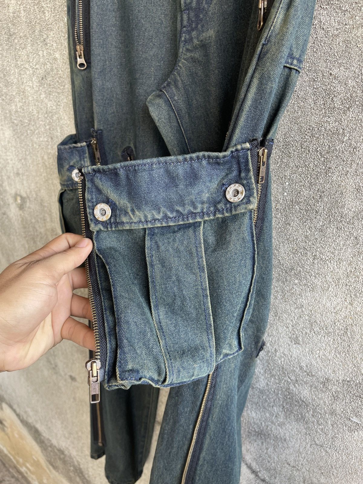 PPFM Vintage Avant Garde🔥PPFM🔥 Zipper Multi Pocket Cargo Jeans Size US 30 / EU 46 - 9 Thumbnail