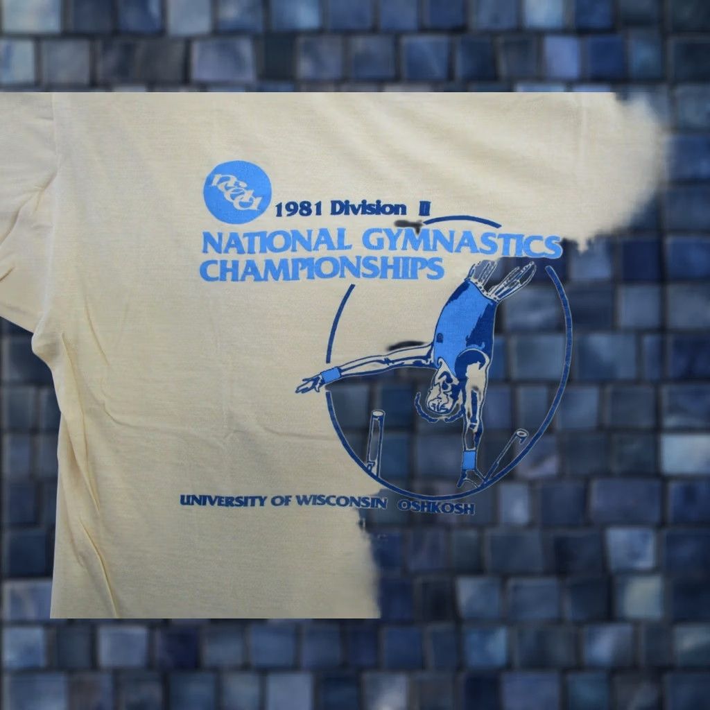 Vintage VINTAGE NCAA Gymnastics National Championship Division II Shirt Mens L Yellow 1981 Artex T-Shirt Size US L / EU 52-54 / 3 - 1 Thumbnail