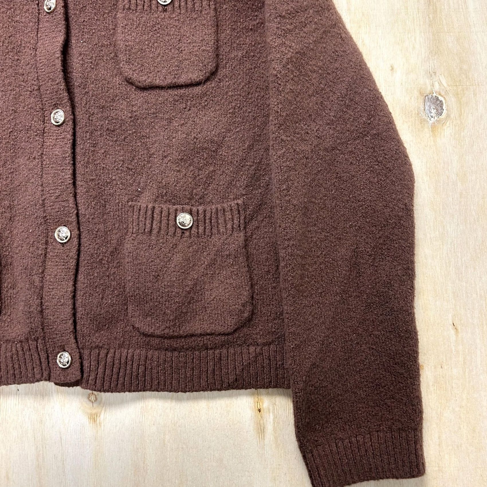 Talbots Talbots Cardigan Sweater Womens Large Brown Crew Neck Pockets Button Front Knit Size L / US 10 / IT 46 - 2 Thumbnail
