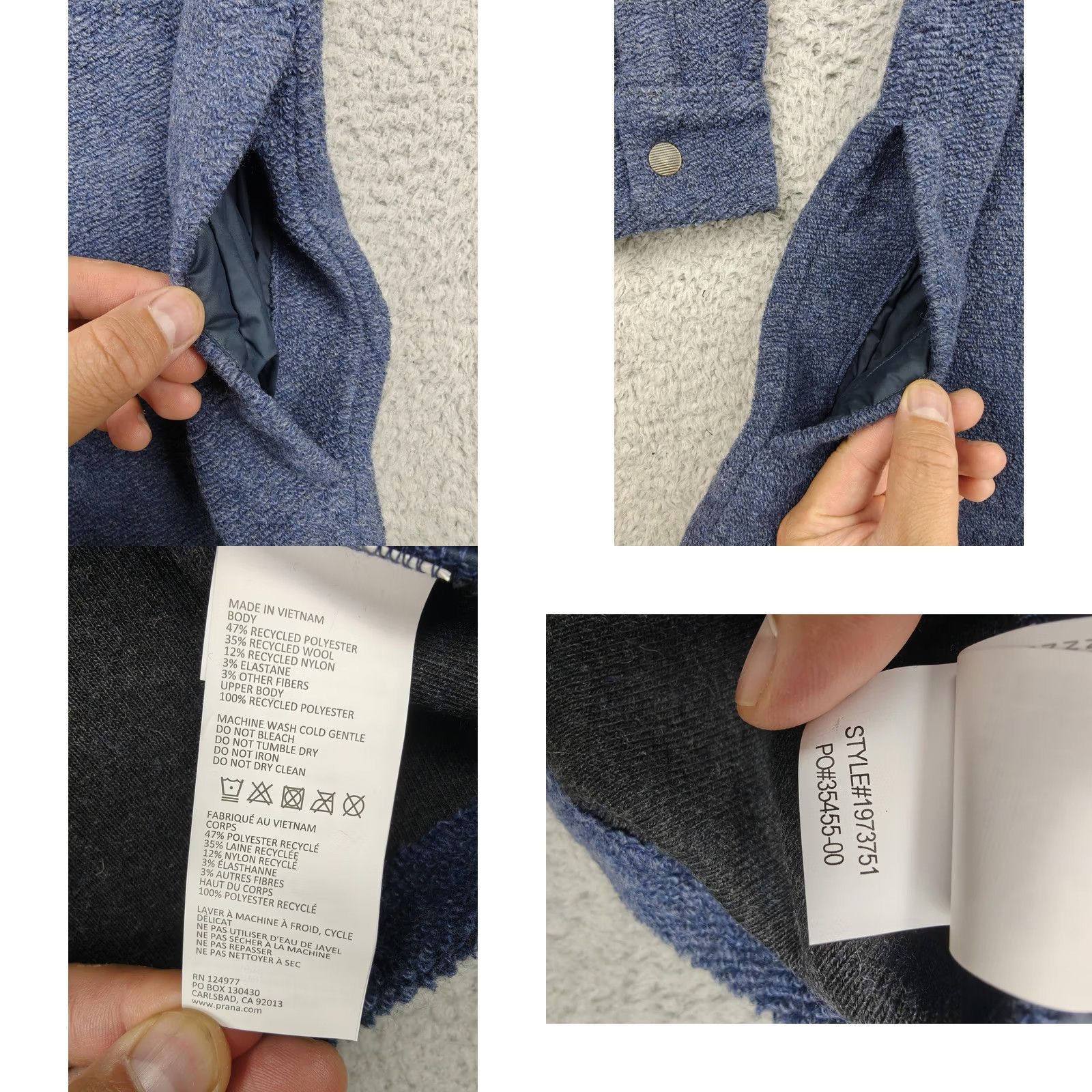 Prana prAna Jacket Mens Medium Blue Stormy Night Heather IncrediWool Overshirt Wool Size US M / EU 48-50 / 2 - 9 Thumbnail