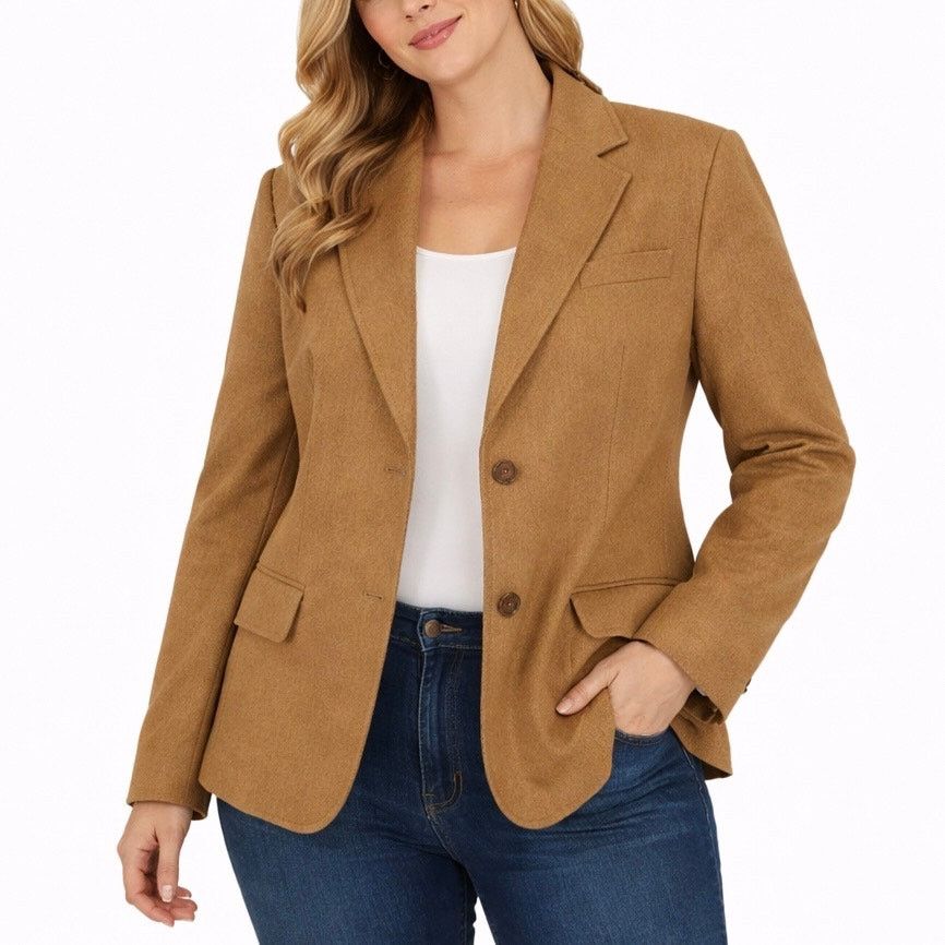 Lands' End Lands' End Wool Mohair Blend 2 Button Blazer Jacket Camel 12 Size XL / US 12-14 / IT 48-50 - 1 Thumbnail