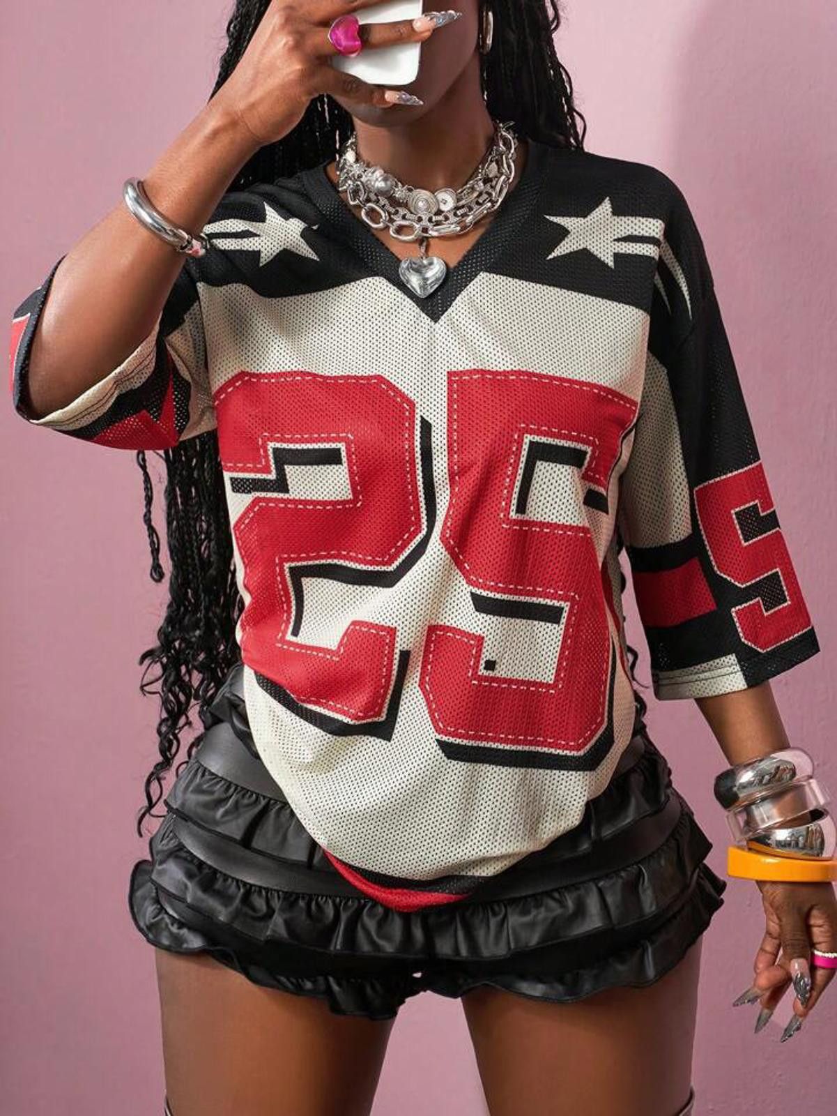 Other Red Number 25 Mesh Star Jersey Size ONE SIZE - 2 Thumbnail