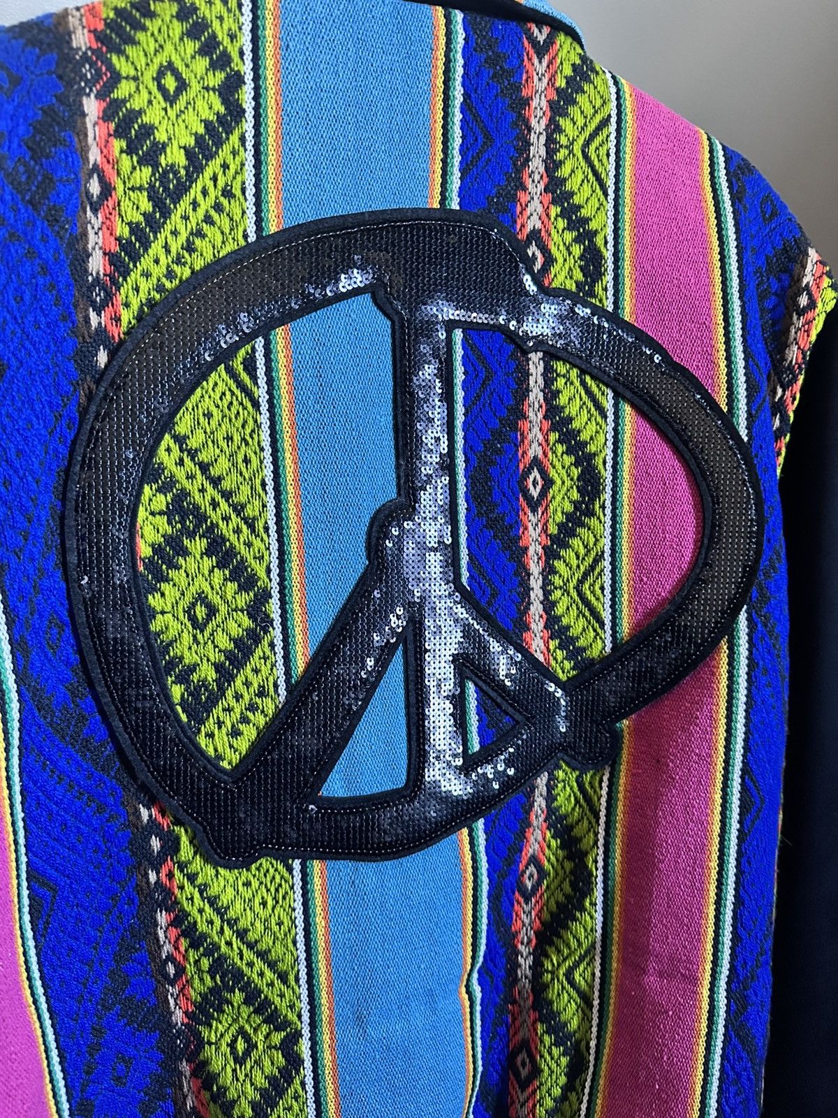 Bossi Sportswear CASHMERE sleeve SEQUIN peace sign WOVEN bomber jacket NWT Size US M / EU 48-50 / 2 - 4 Thumbnail