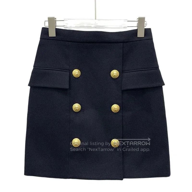 Balmain Balmain Black Cotton S Skirt with Gold Buttons . Size 23" - 1 Thumbnail