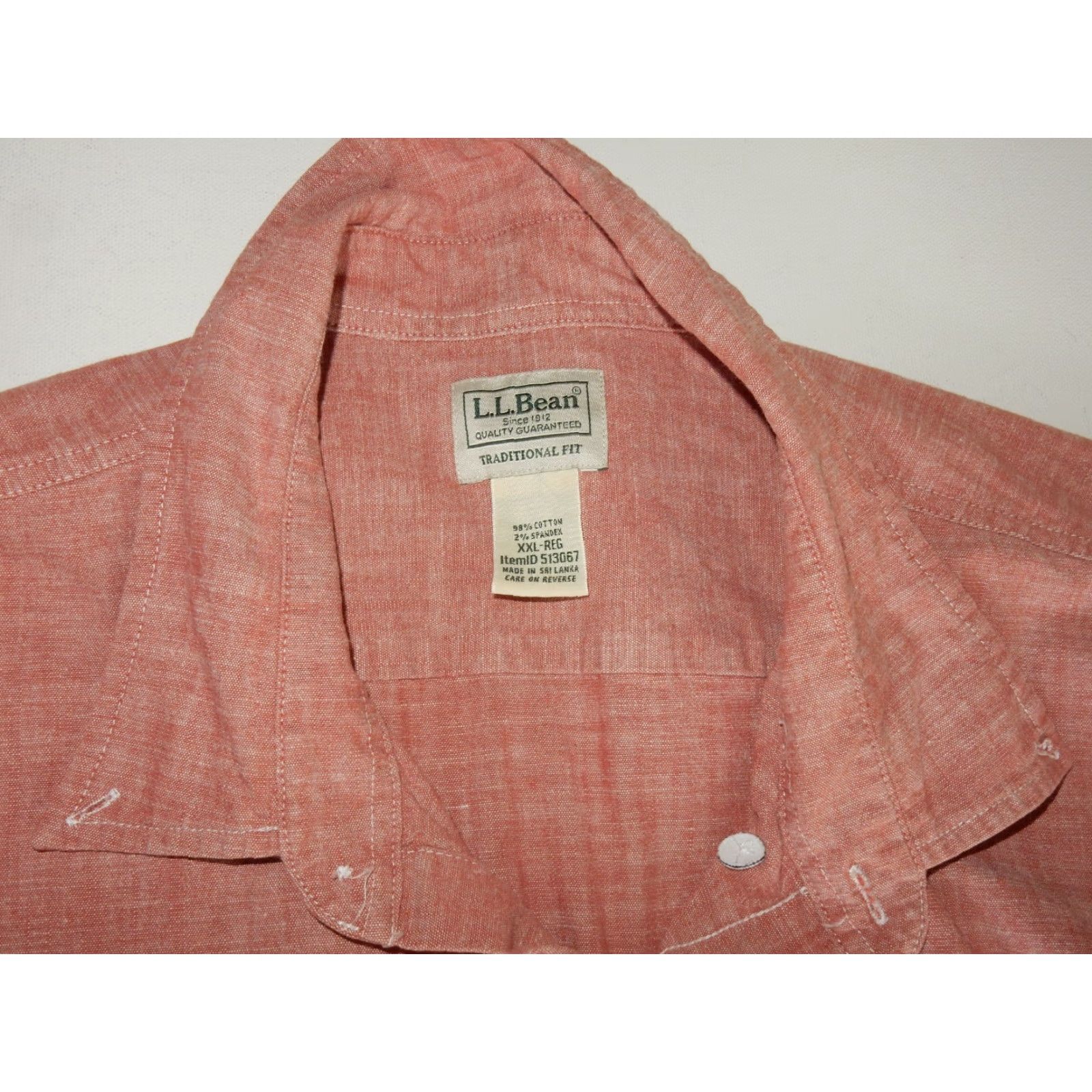 Vintage L.L. Bean Men's Button-Up Shirt XXL Pink Chambray Long Sleeve Size US XXL / EU 58 / 5 - 3 Thumbnail