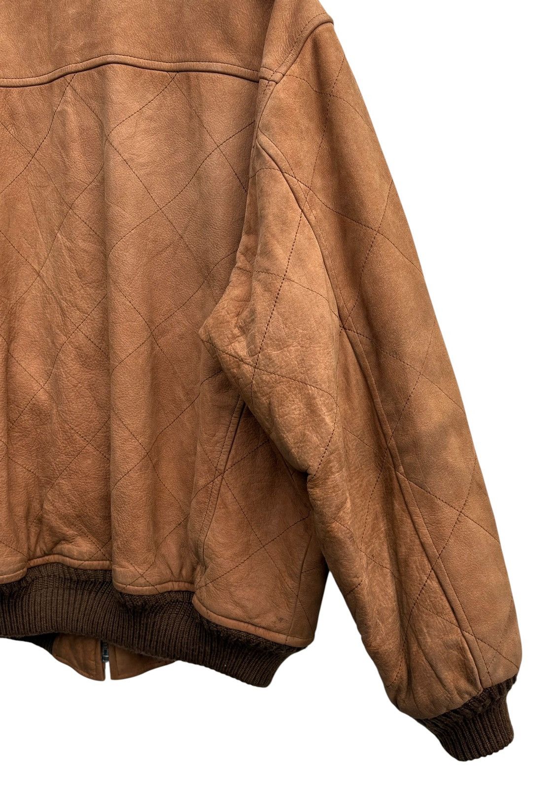 Japanese Brand Vintage Men’s Ba-Tsu Brown Quilted Leather Bomber Jacket Size US M / EU 48-50 / 2 - 11 Thumbnail