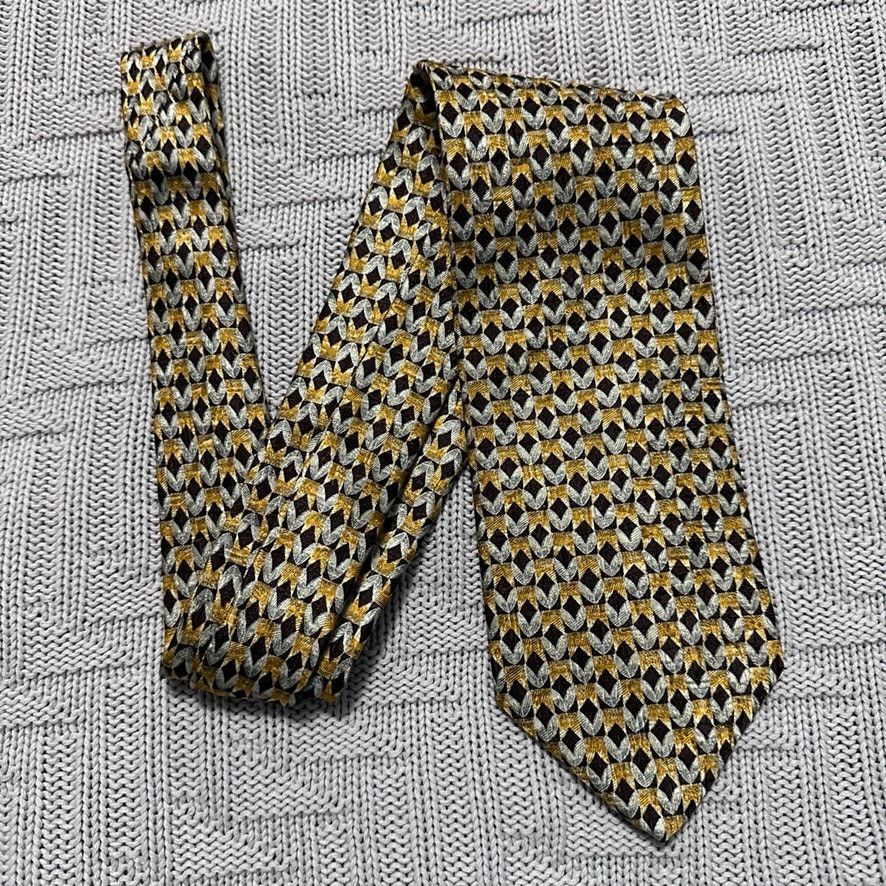 Ermenegildo Zegna Zegna gold and silver metallic geometric silk tie Size ONE SIZE - 1 Thumbnail