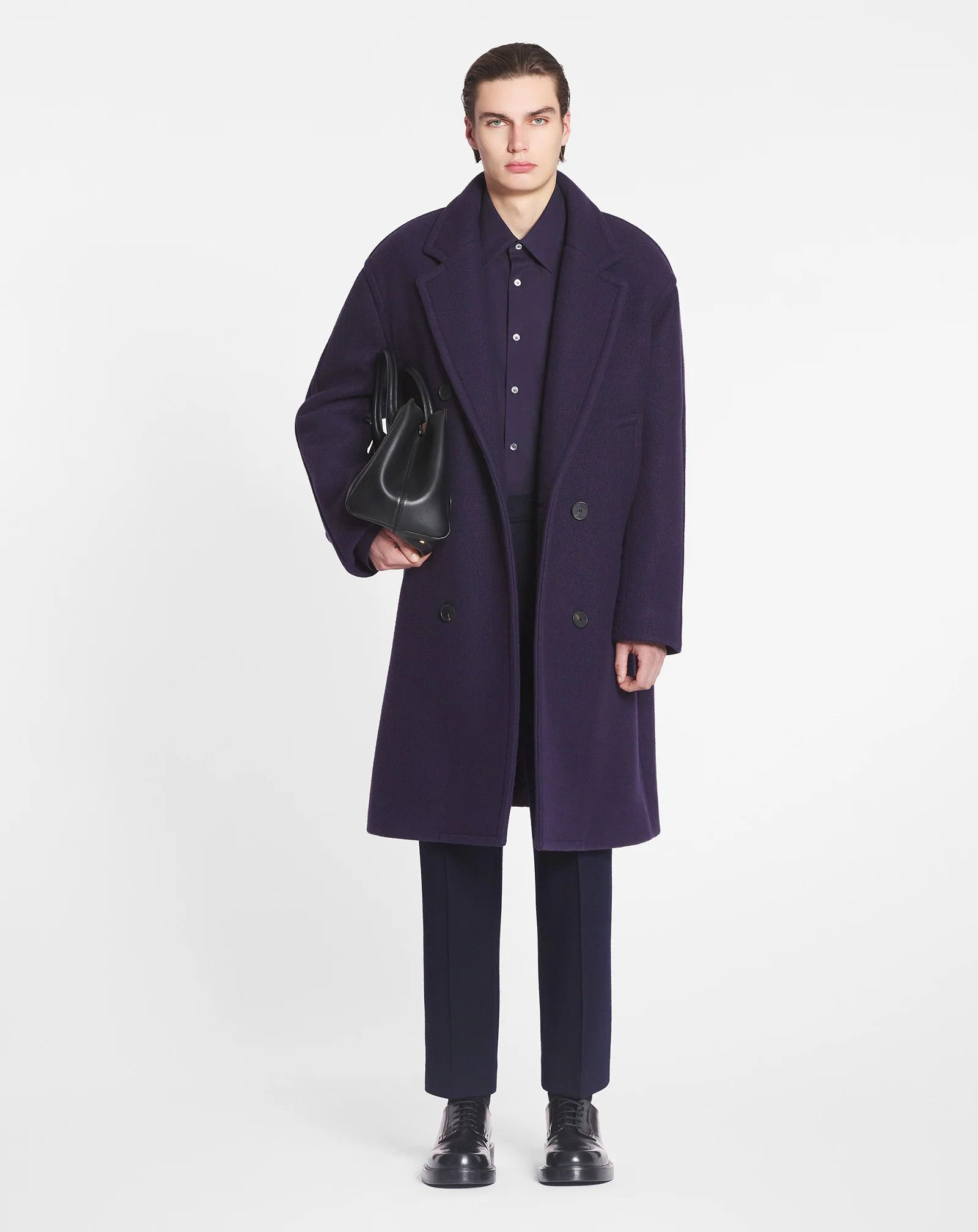 Lanvin o1s22i1n1024 Double-Breasted Heavy Wool Coat in Blue Size US M / EU 48-50 / 2 - 2 Thumbnail