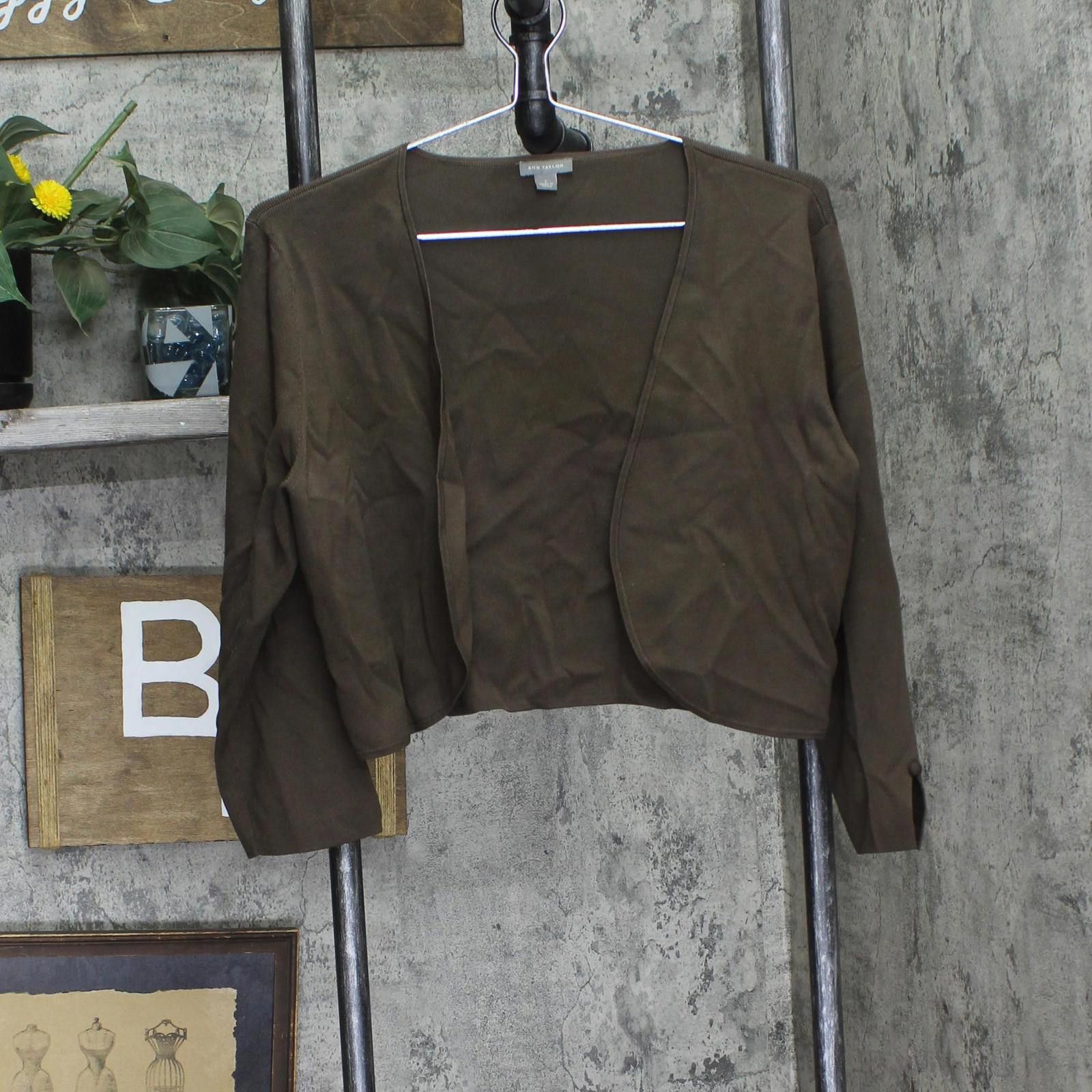 Ann Taylor Ann Taylor Silk Blend Evening Open Front Jacket Green L Size L / US 10 / IT 46 - 1 Thumbnail