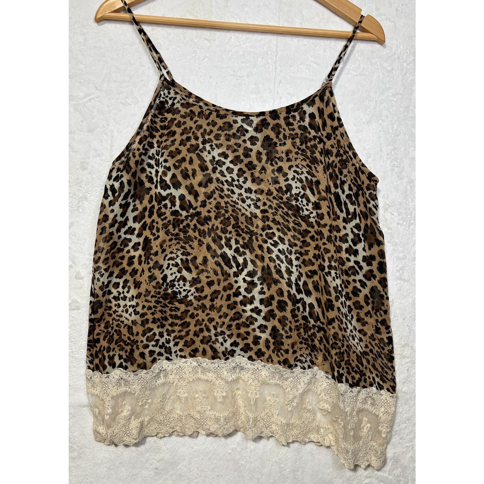 Other Women's Chic Leopard Print Lace Trim Cami Top | Size L | EUC Size L / US 10 / IT 46 - 3 Thumbnail