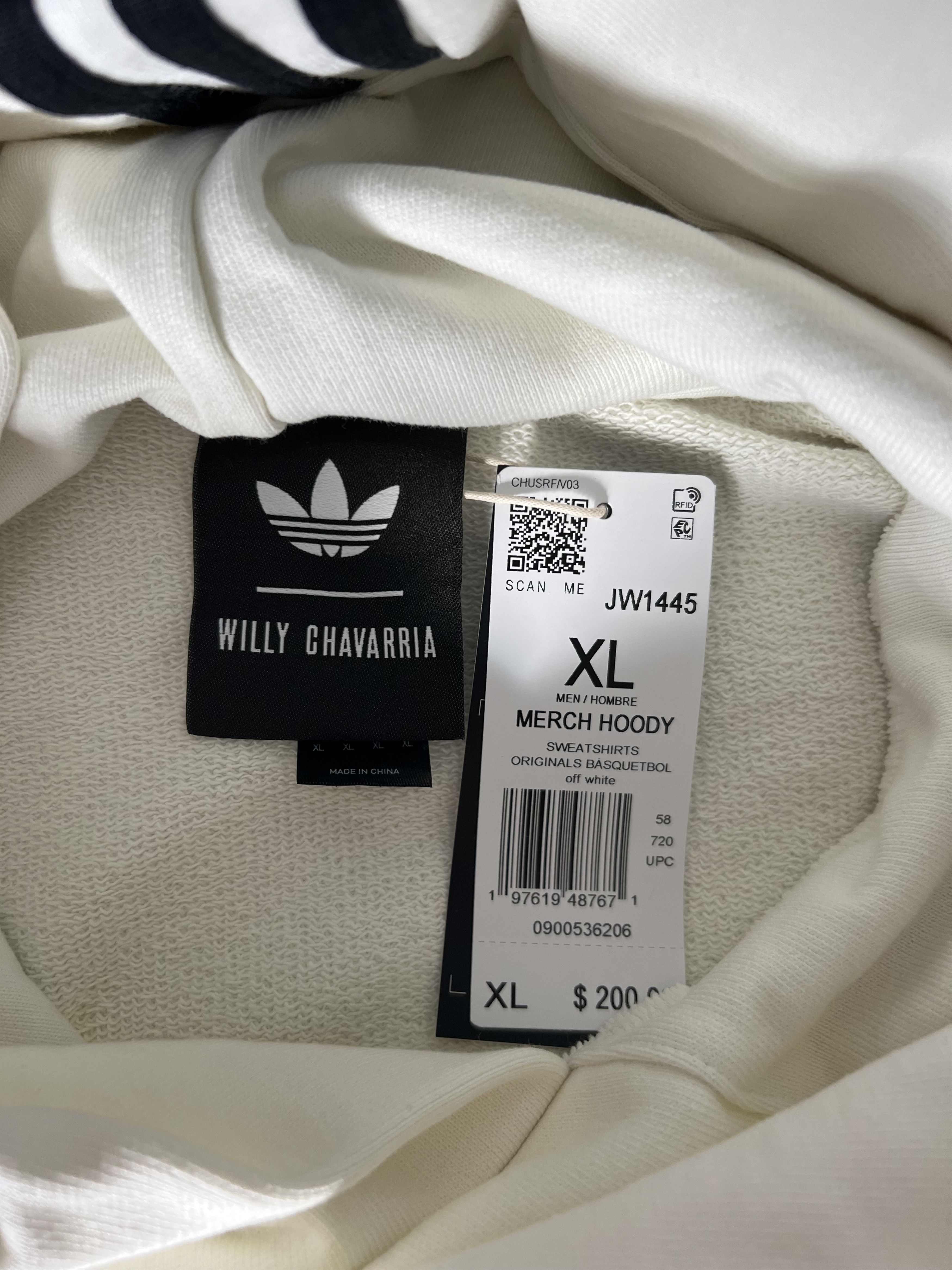 Adidas × Willy Chavarria Willy Chavarria Adidas Fleece Hoodie in White Size US XL / EU 56 / 4 - 7 Thumbnail