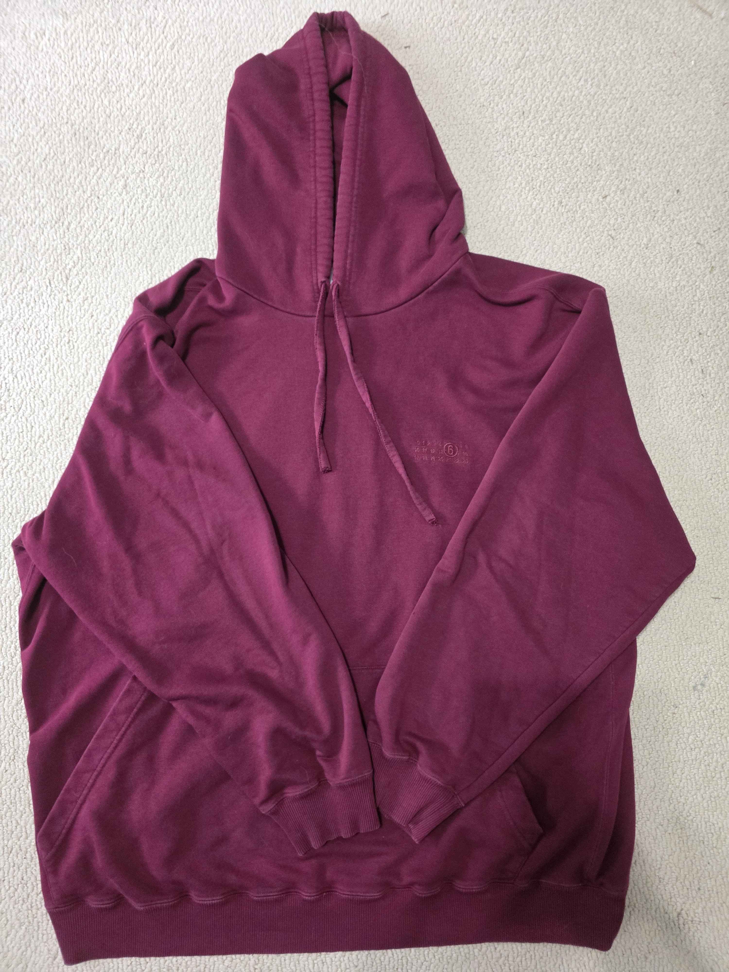 MM6 Burgundy MM6 Logo Hoodie Size US XL / EU 56 / 4 - 1 Thumbnail