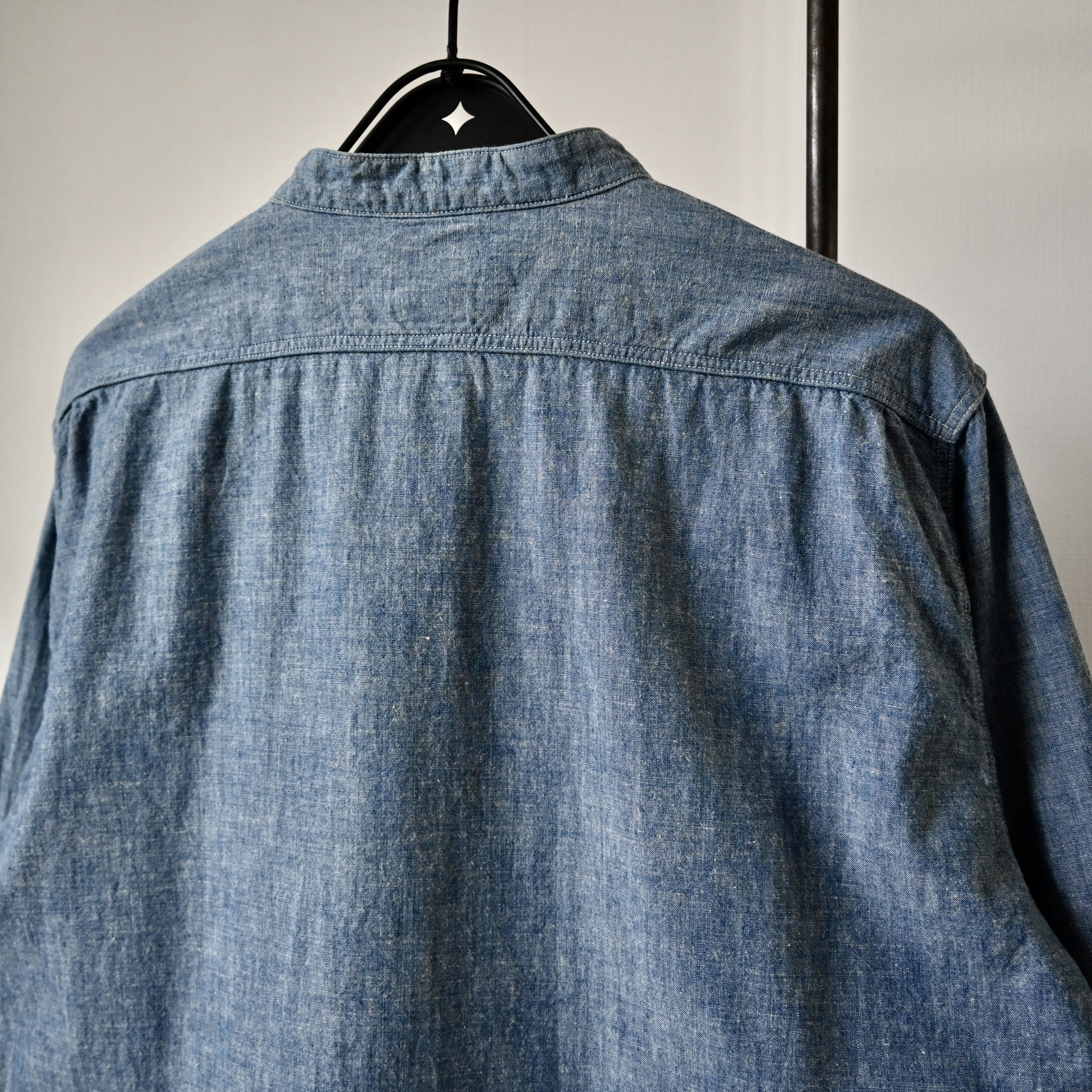 FOB Factory chambray band collar work shirt, made in Japan