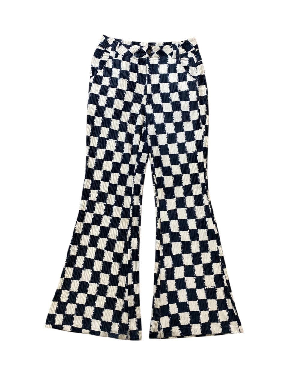 Beauty Beast 2000s Grace&Chili Checkerboard Corduroy Flared Pants Y2K Size US 27 - 1 Thumbnail