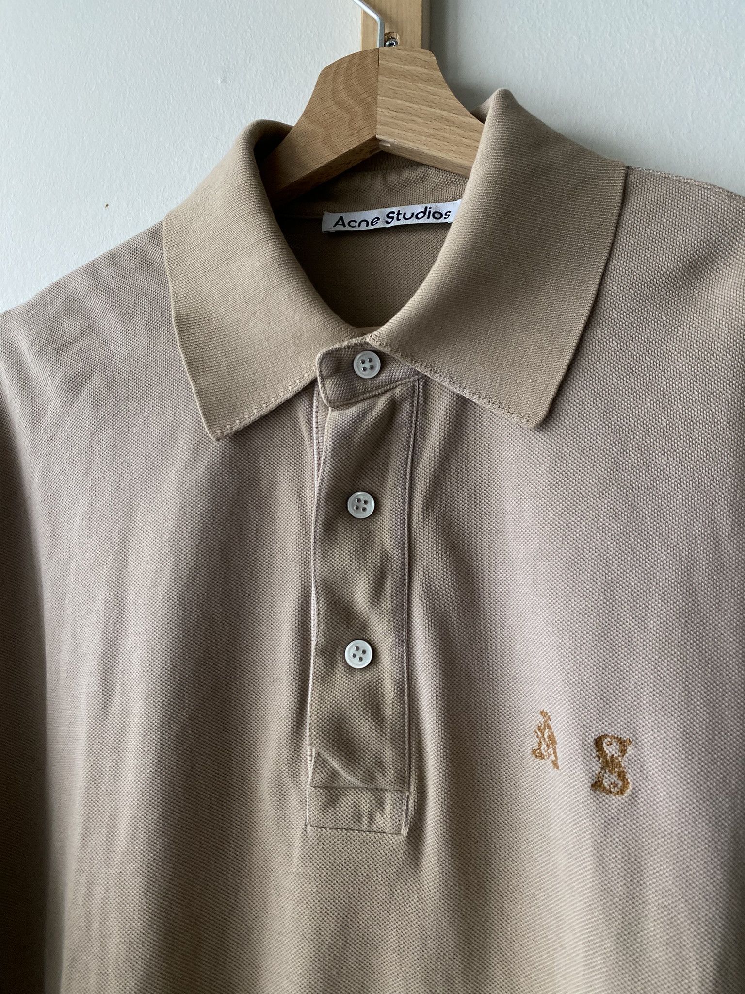 Acne Studios $300 - Cotton Polo Shirt - Washed Beige Size US S / EU 44-46 / 1 - 10 Thumbnail