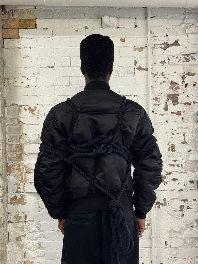 PHENOMENON AW2010 Phenomenon Knot Black Nylon Bomber Jacket Size US XS / EU 42 / 0 - 5 Thumbnail