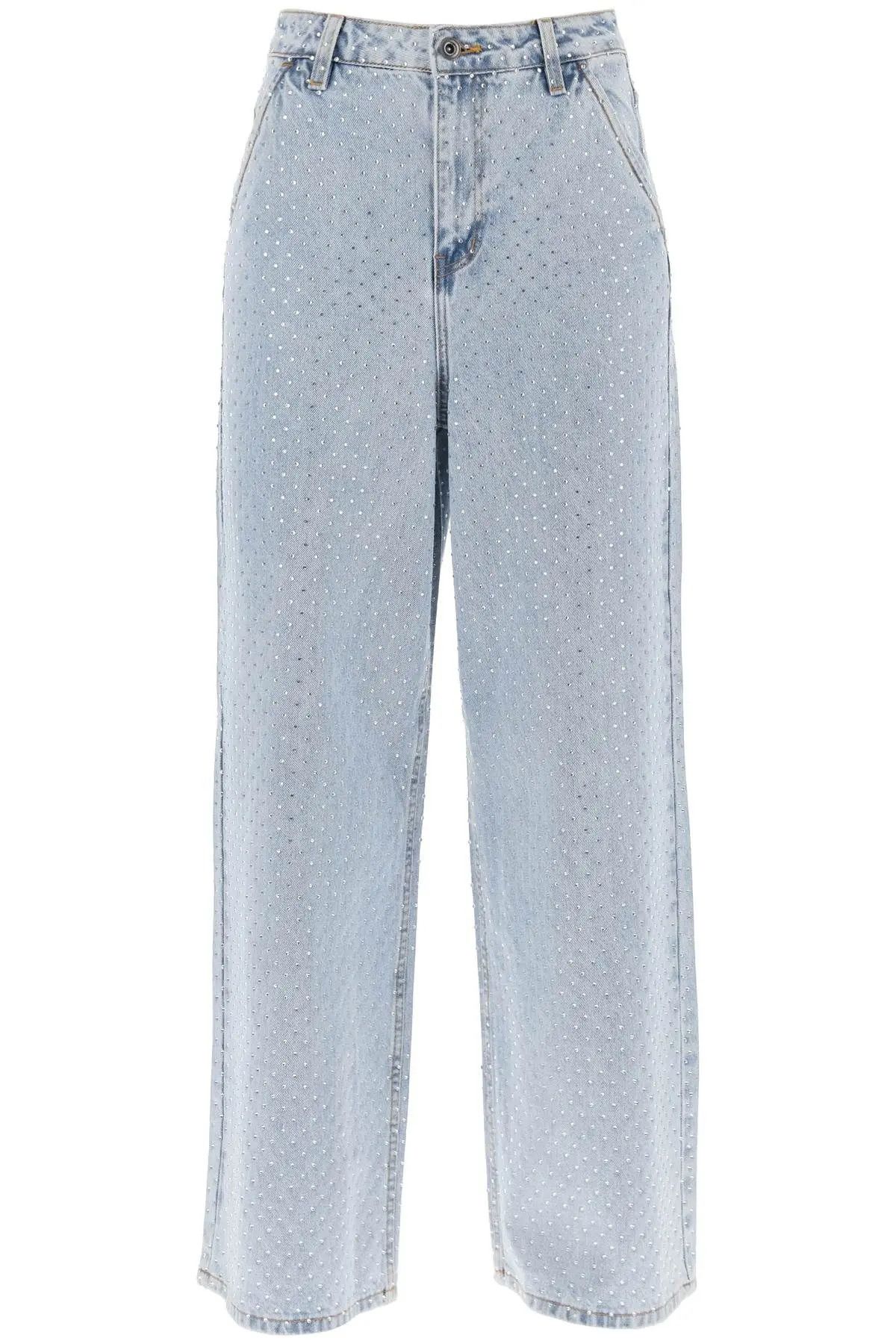 image of Self Portrait O1S22I1N1223 Wide Leg Jeans In Light Blue, Women's (Size 26)