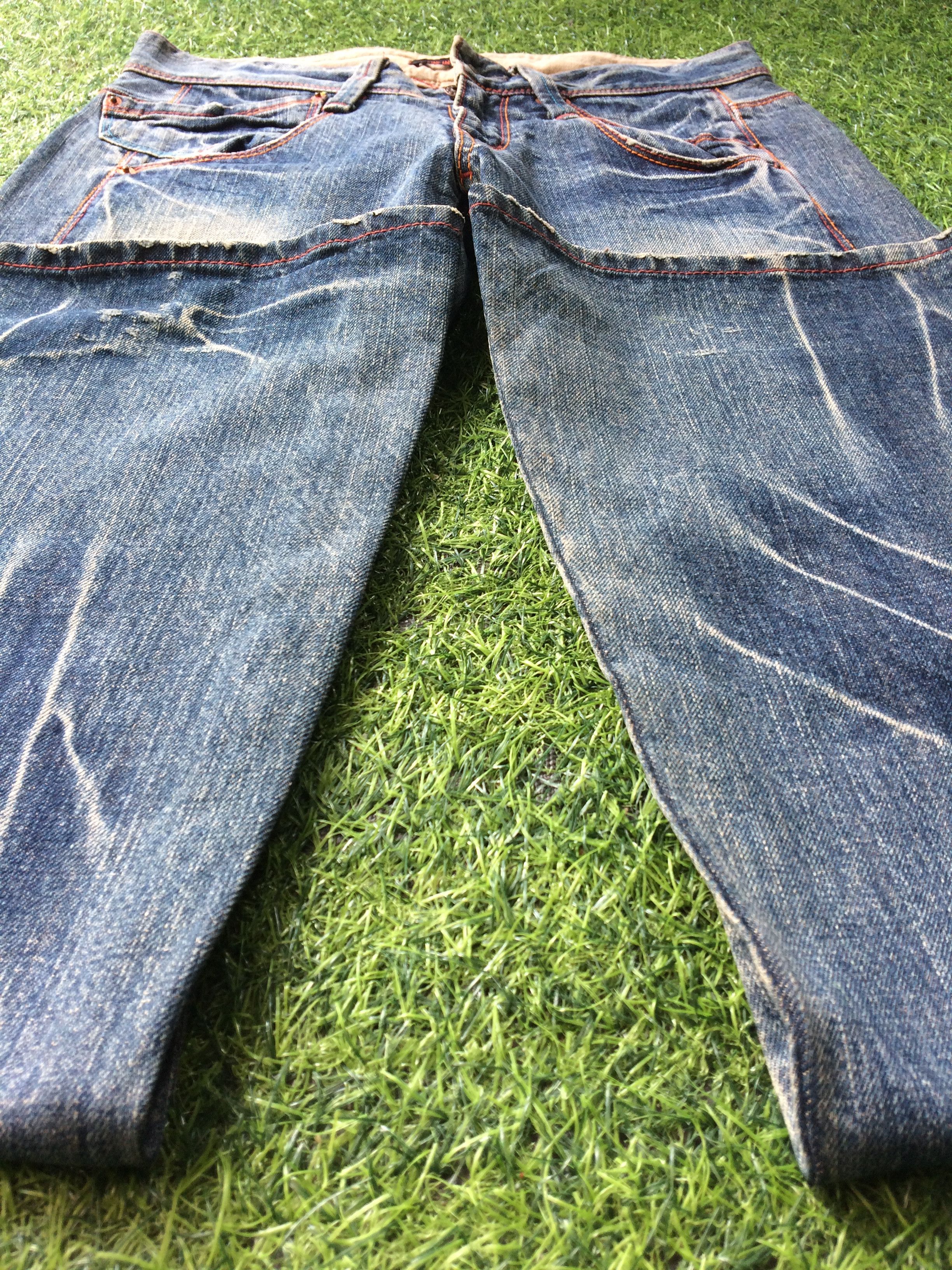 Designer Japanese Low Rise Distressed Flare Jeans #D-466 Size 29" - 5 Thumbnail