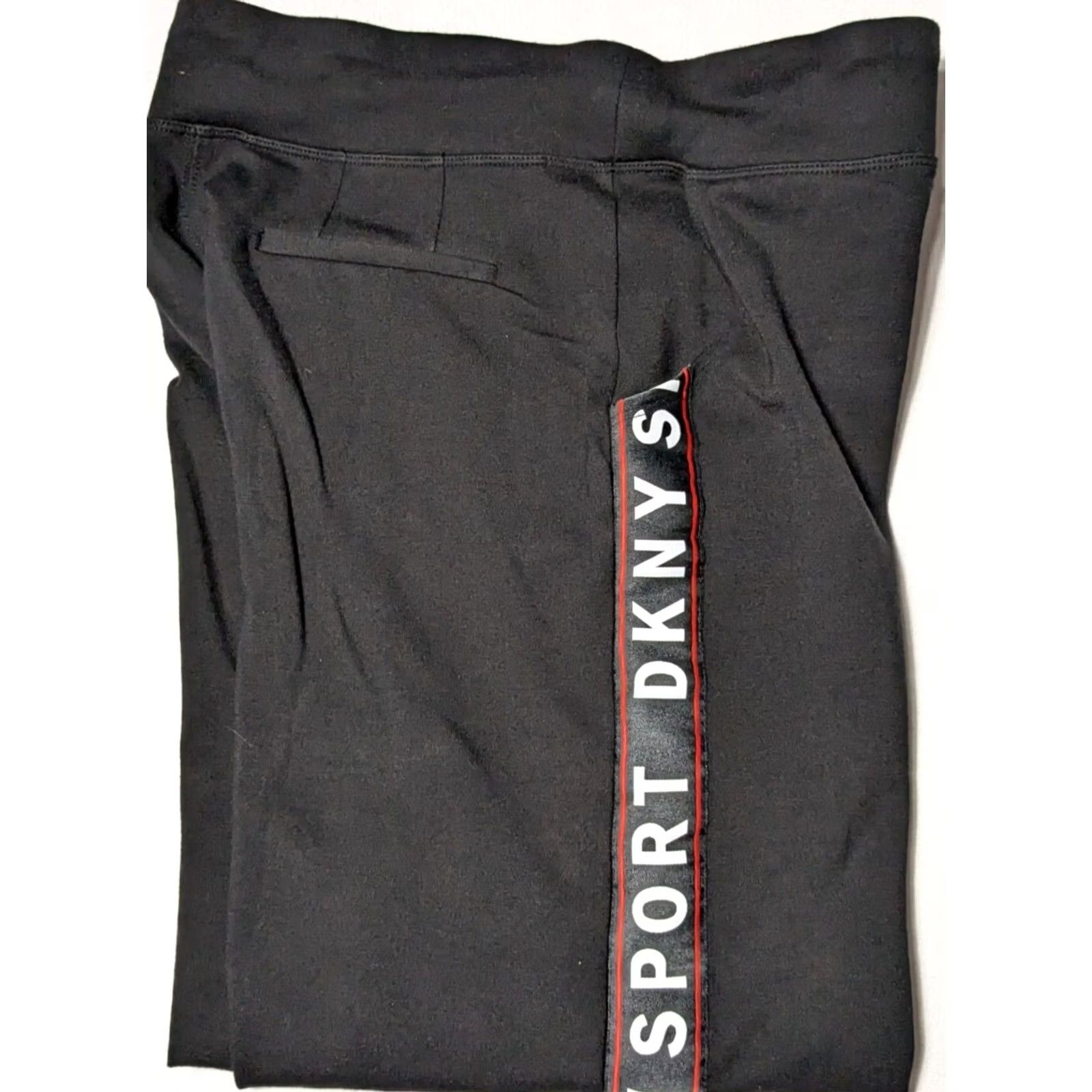 DKNY DKNY SPORT Women XS Black Tuxedo Stripe Wide-Leg Pull-On Cropped Pants Size 26" / US 2 / IT 38 - 3 Thumbnail