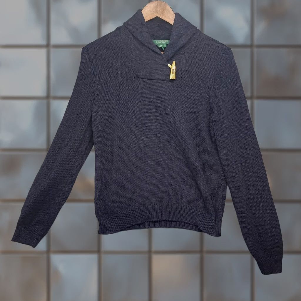 Ralph Lauren Ralph Lauren Women Sweater Petite Medium Navy Shawl Collar Toggle Knit Size M / US 6-8 / IT 42-44 - 1 Thumbnail
