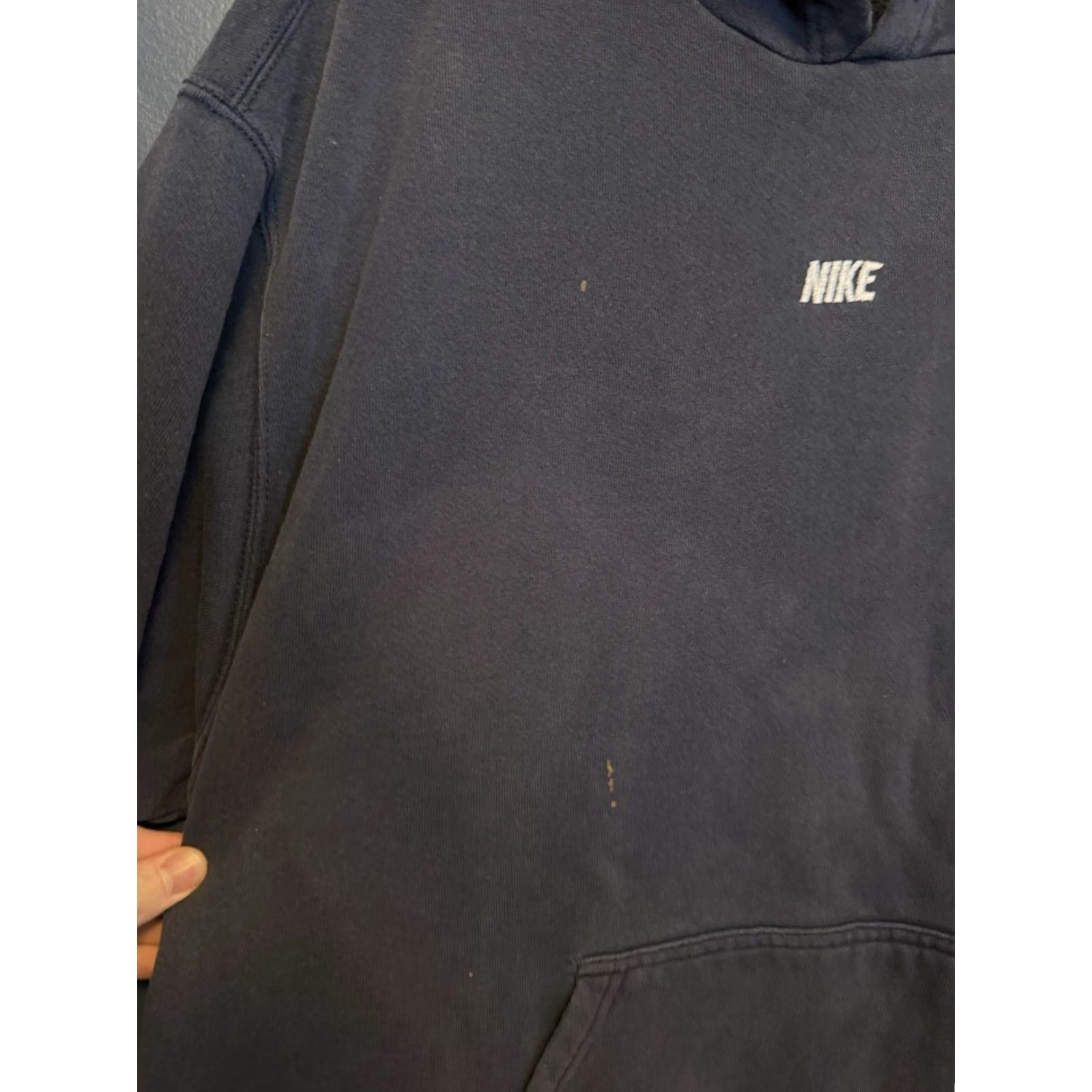 Nike VINTAGE Nike Center Check Swoosh Embroidered Blue Hoodie XL Men Pullover Distressed Size US XL / EU 56 / 4 - 5 Thumbnail