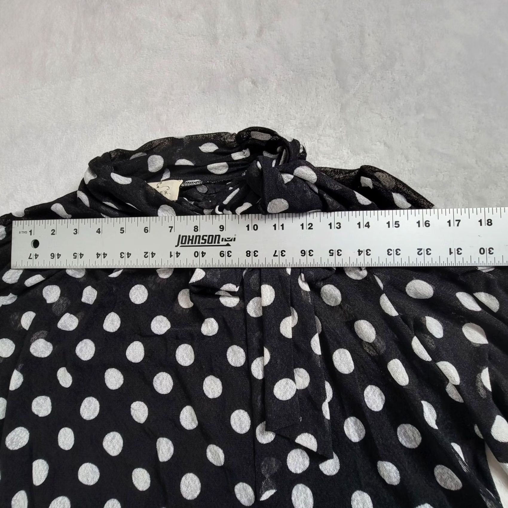 Vintage Ember Blouse Black White Polka Dot Tie-Neck Puff Sleeve Sheer M Size M / US 6-8 / IT 42-44 - 6 Thumbnail